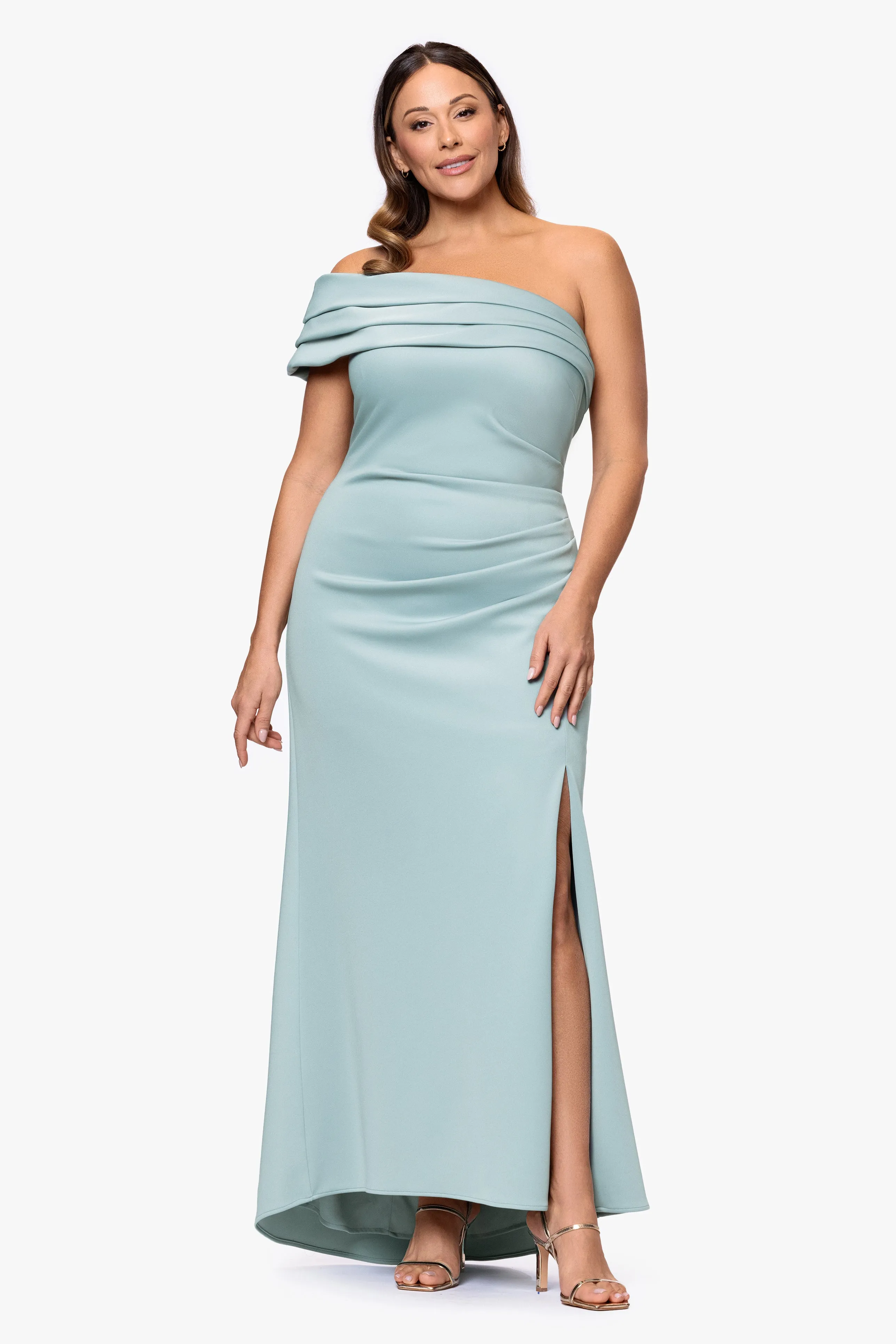 Plus "Whitney" Techno Scuba One Shoulder Dress sold by Xscape product image thumbnail 5