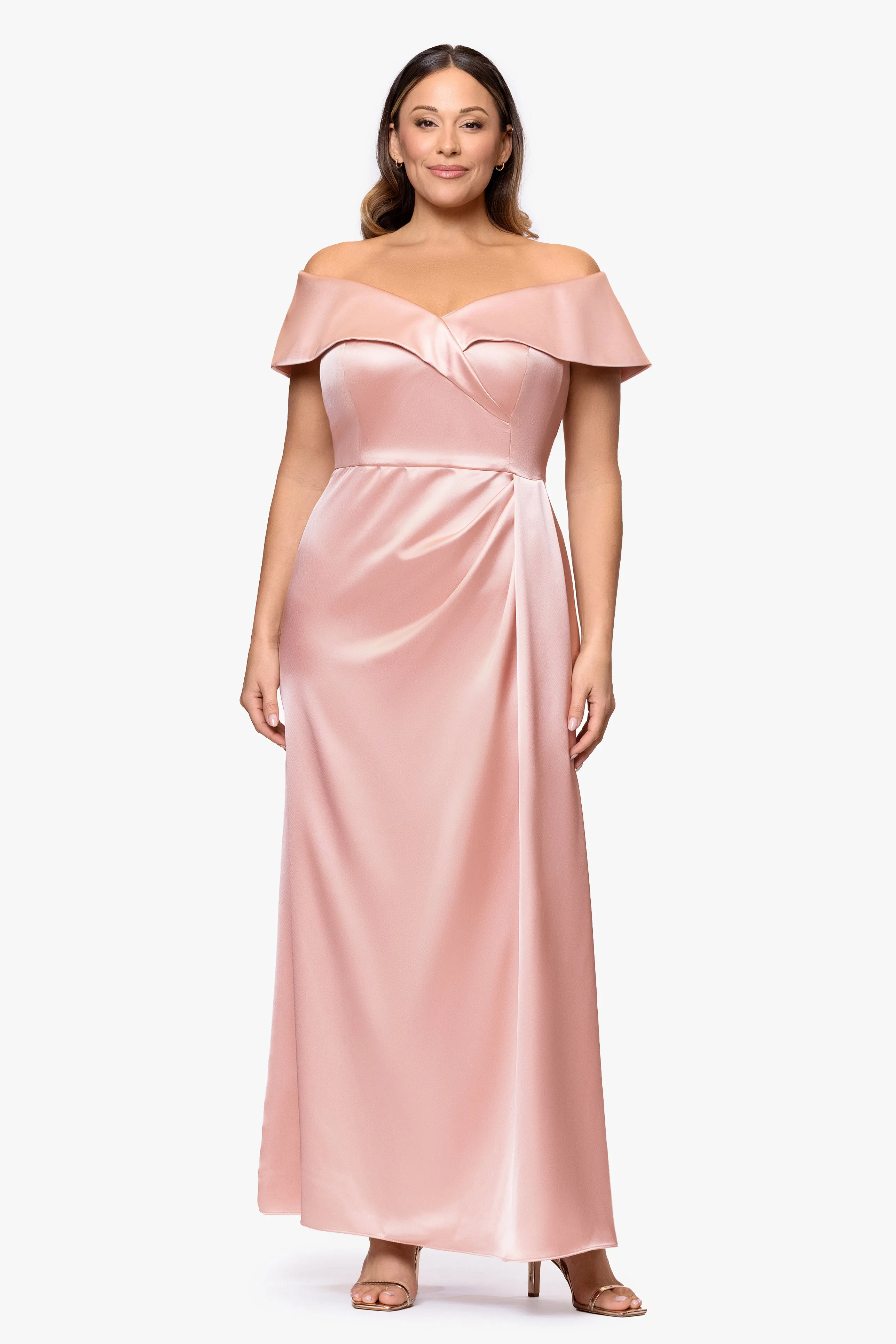 Plus "Daliah" Satin Off the Shoulder Dress sold by Xscape