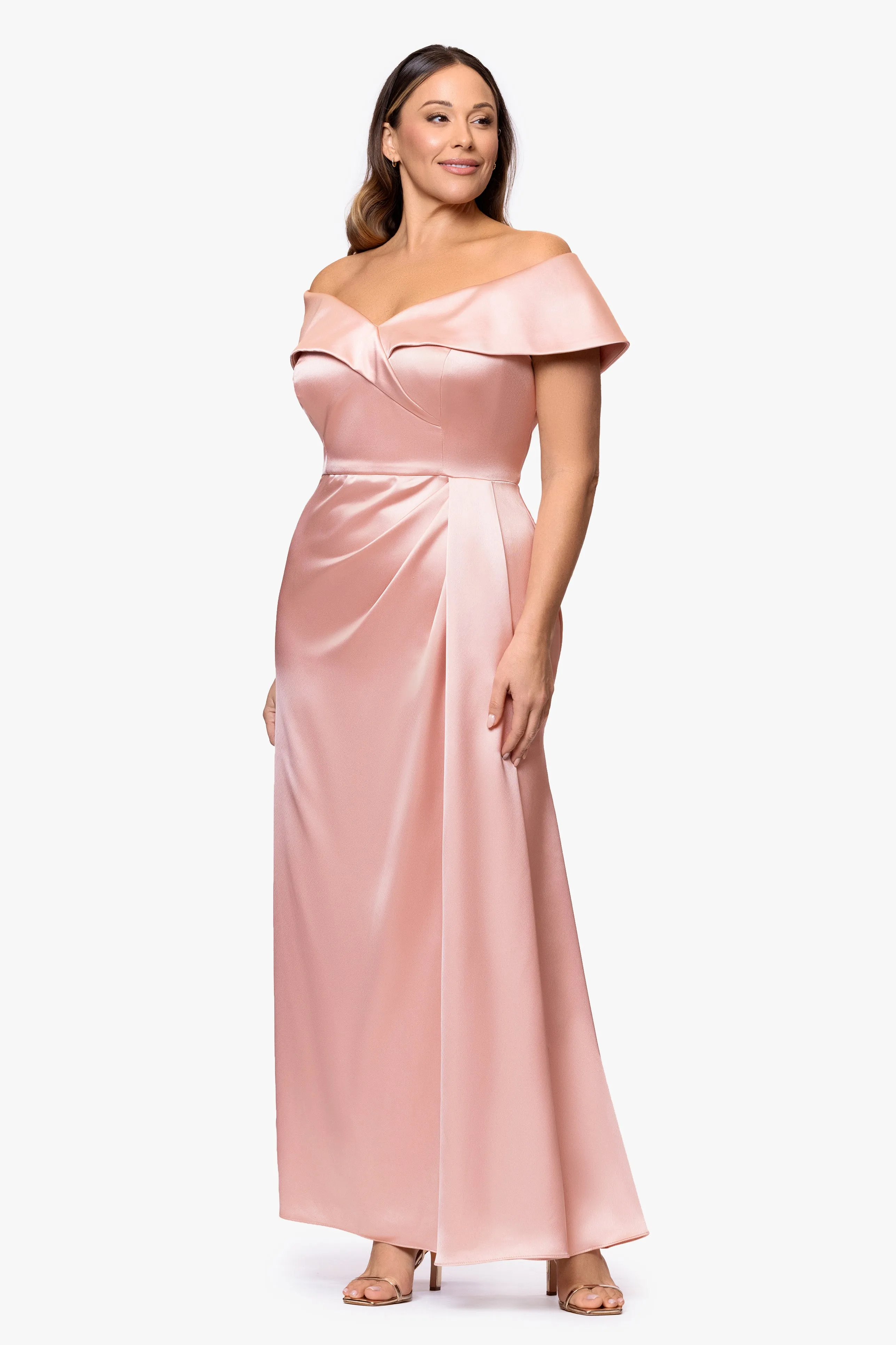 Plus "Daliah" Satin Off the Shoulder Dress sold by Xscape product image thumbnail 4