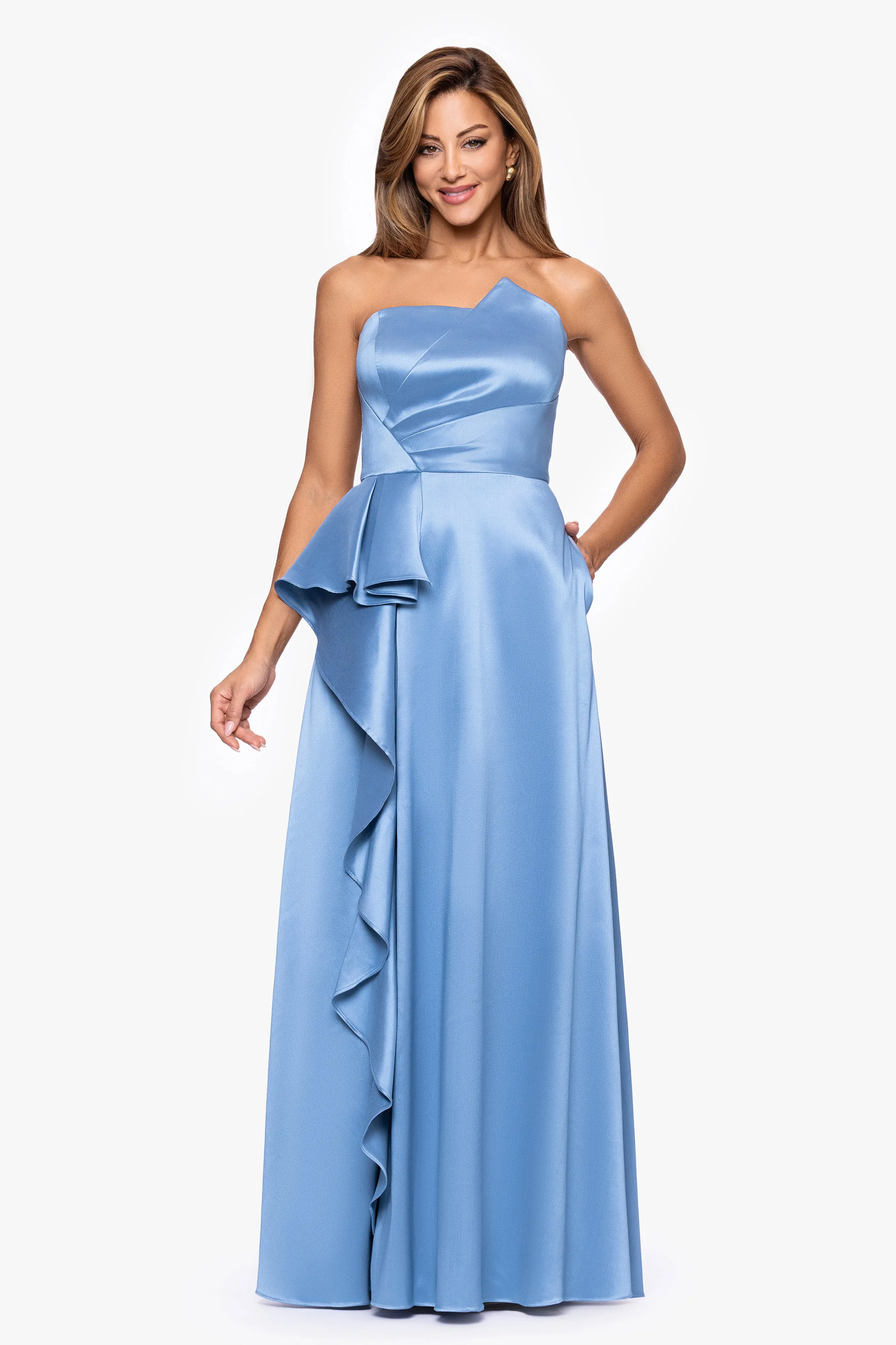 "Marjorie" Mikado Asymmetrical Neckline Dress sold by Xscape