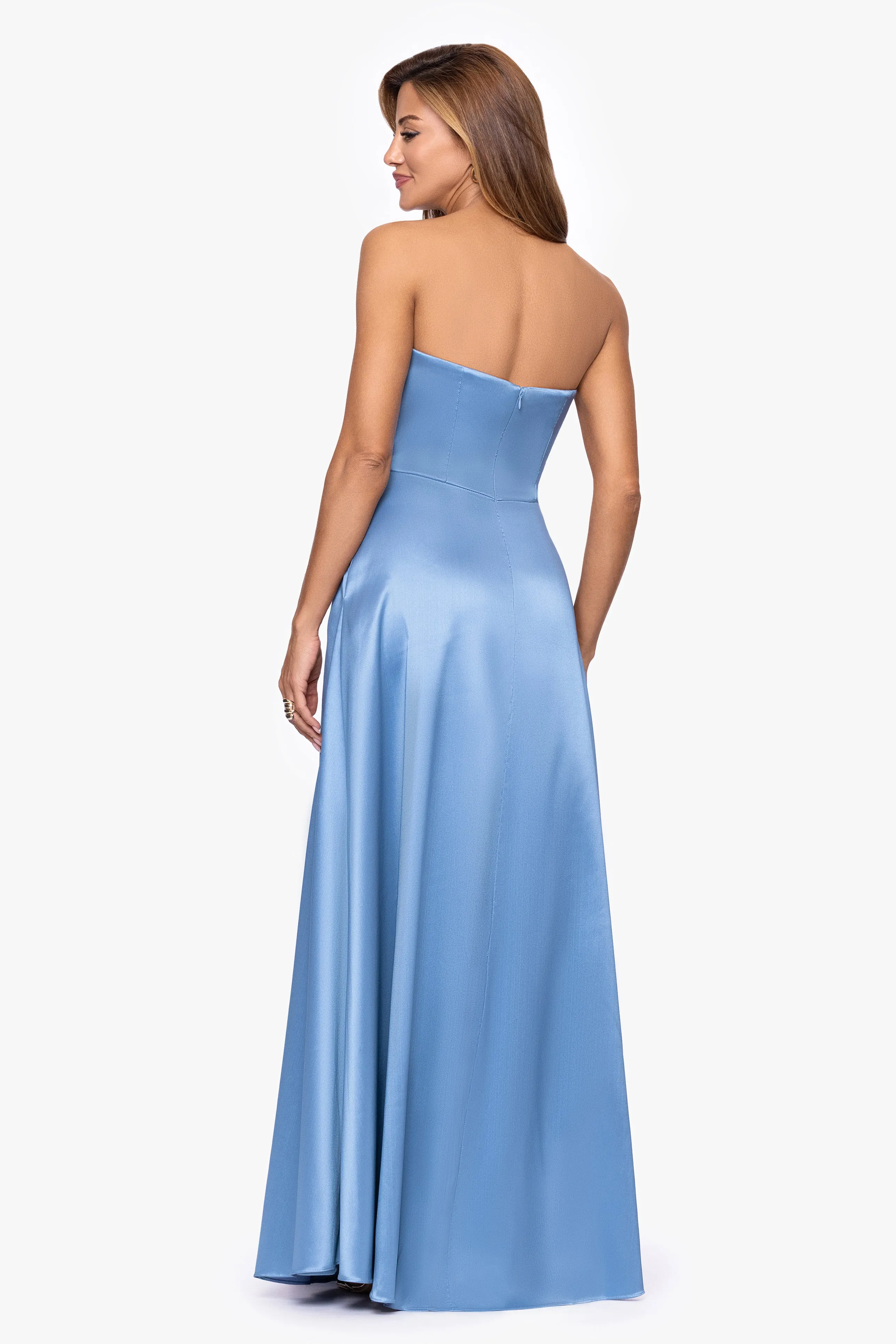 "Marjorie" Mikado Asymmetrical Neckline Dress sold by Xscape product image thumbnail 3