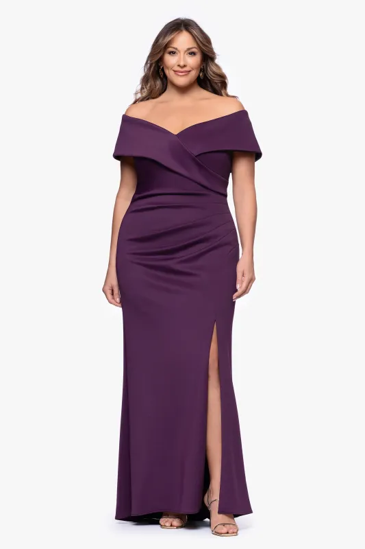 Plus "Skye" Techno Scuba Off Shoulder Dress made by Xscape