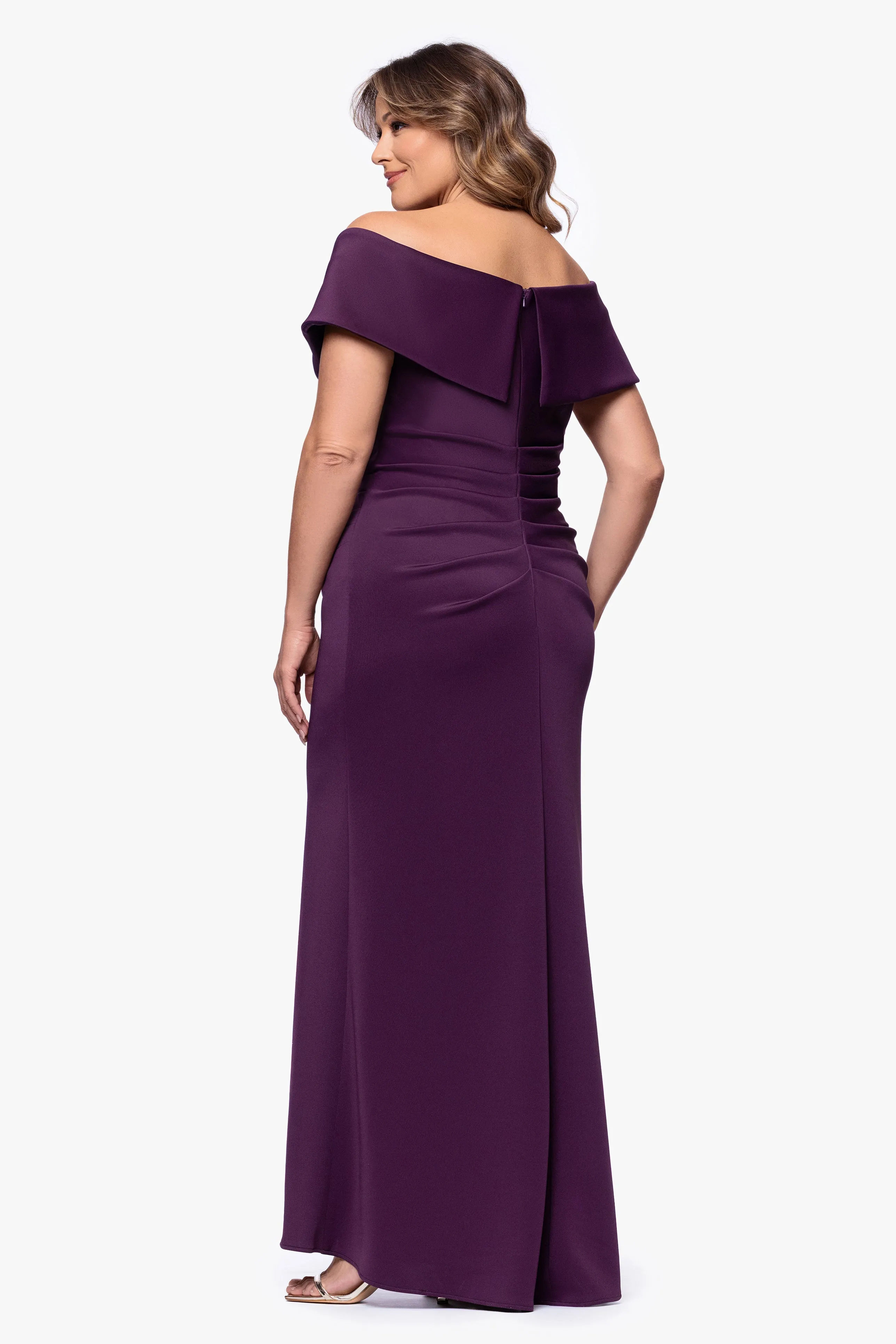 Plus "Skye" Techno Scuba Off Shoulder Dress sold by Xscape product image thumbnail 3