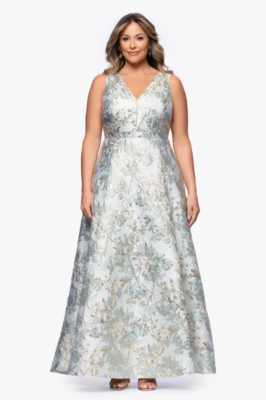 Plus "Madeline" Brocade V-Neck Dress made by Xscape