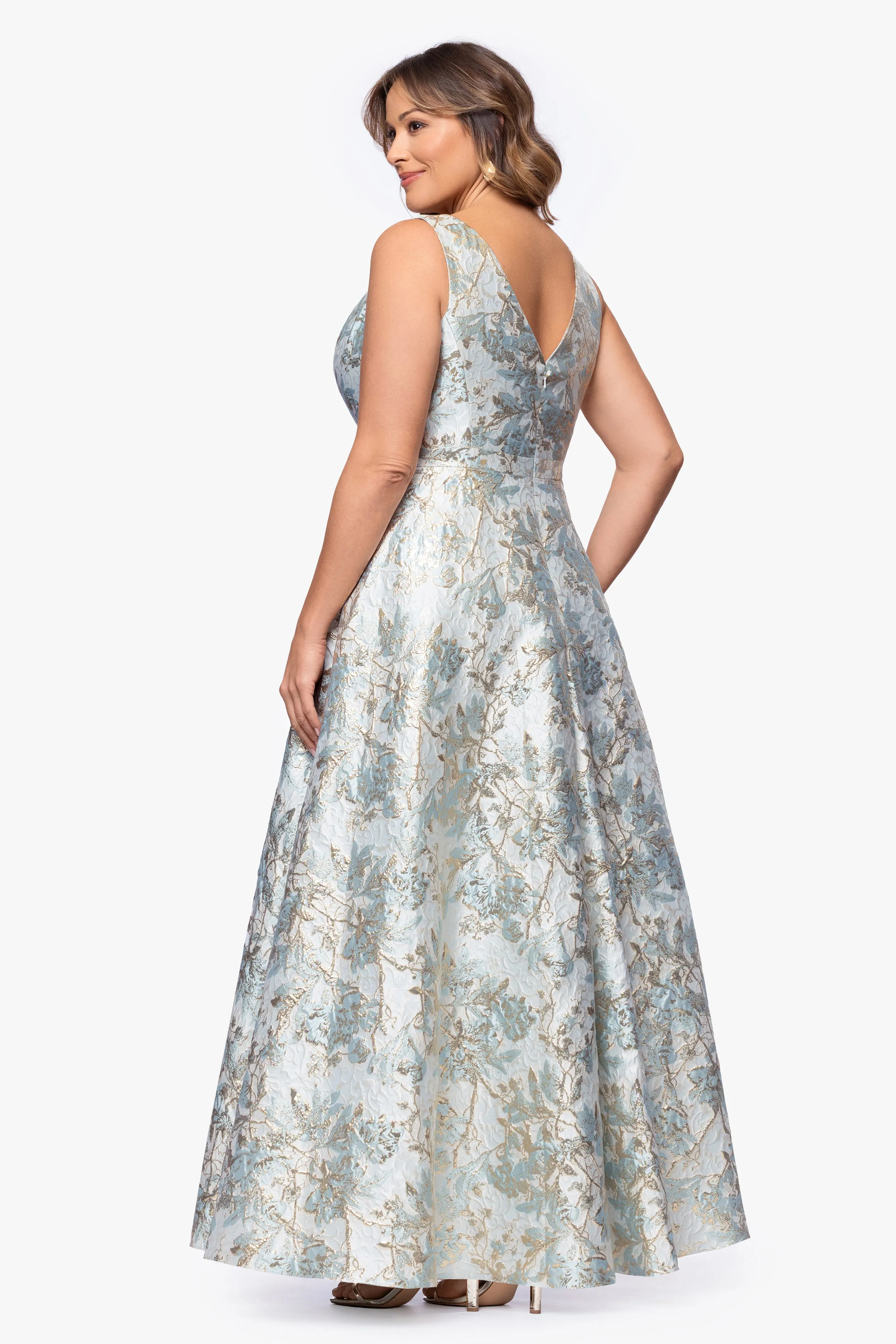 Plus "Madeline" Brocade V-Neck Dress sold by Xscape product image thumbnail 3