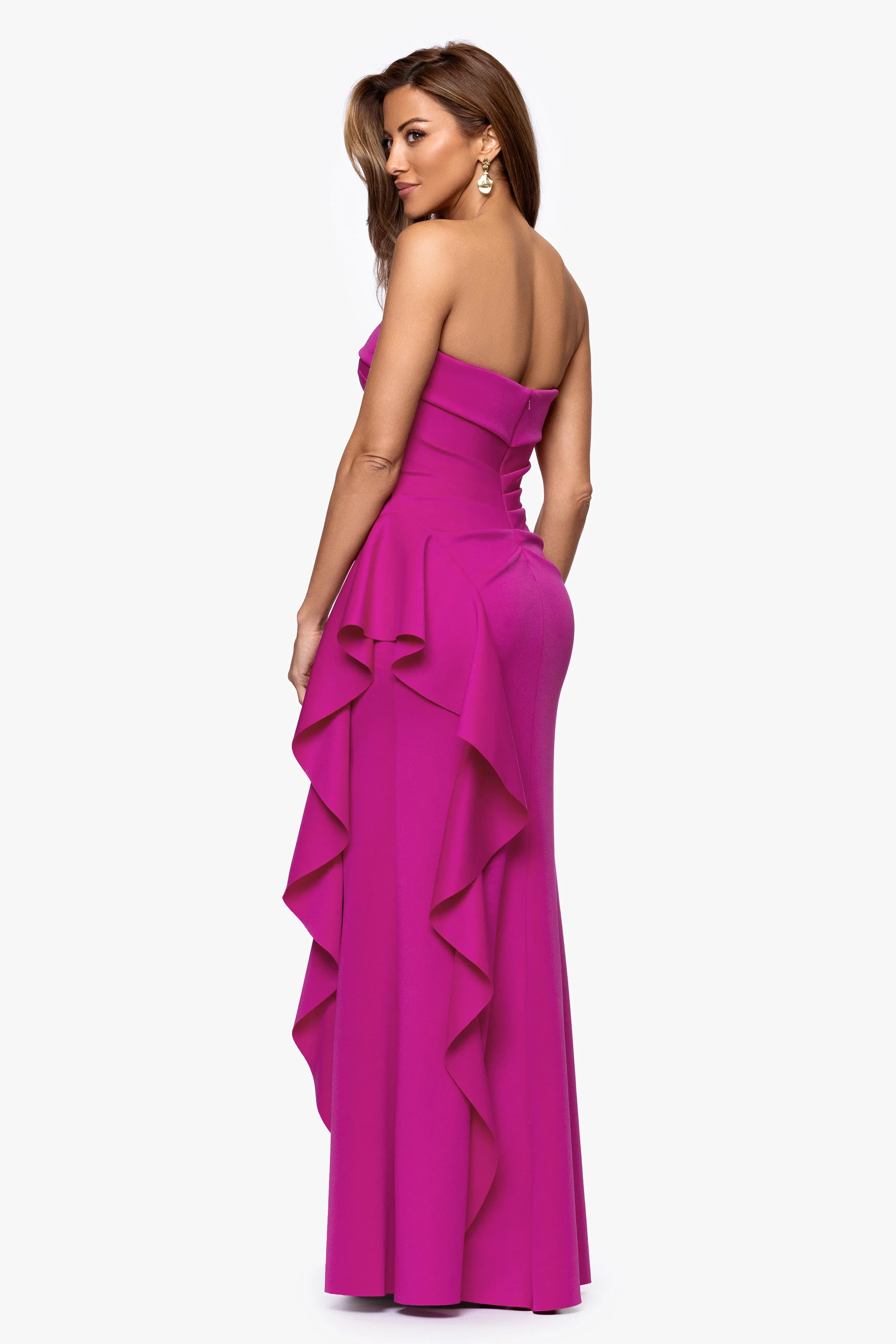 "Jacqueline" Techno Scuba Strapless Ruffle Dress sold by Xscape product image thumbnail 3