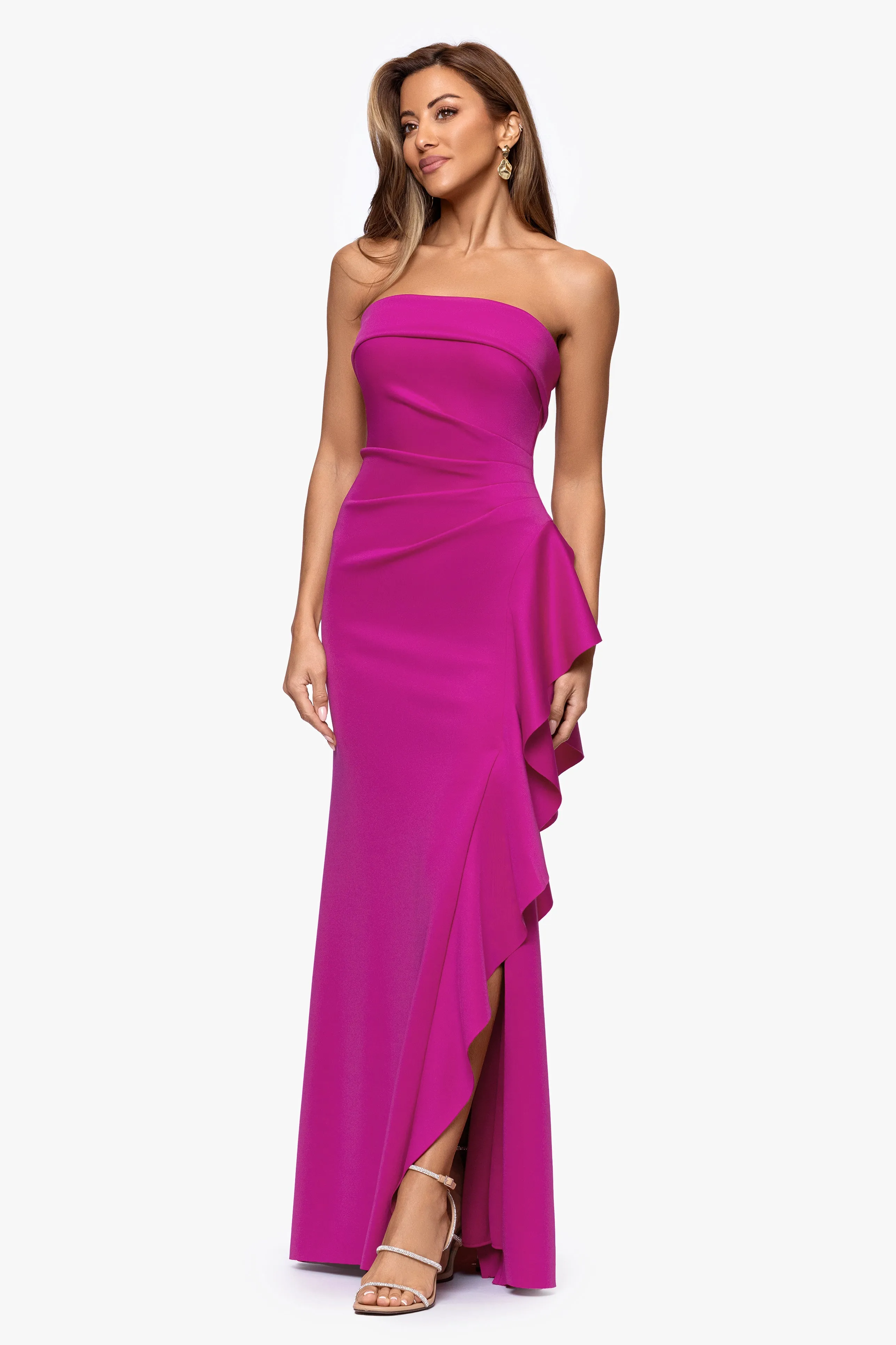 "Jacqueline" Techno Scuba Strapless Ruffle Dress sold by Xscape product image thumbnail 4