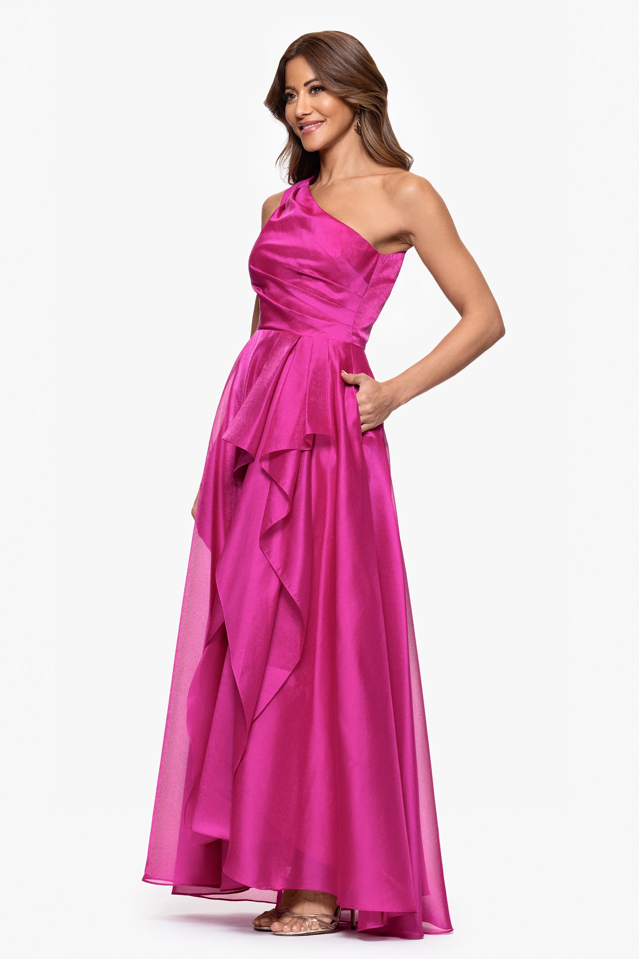 "Samantha" Organza One Shoulder Ruffle Dress sold by Xscape product image thumbnail 4