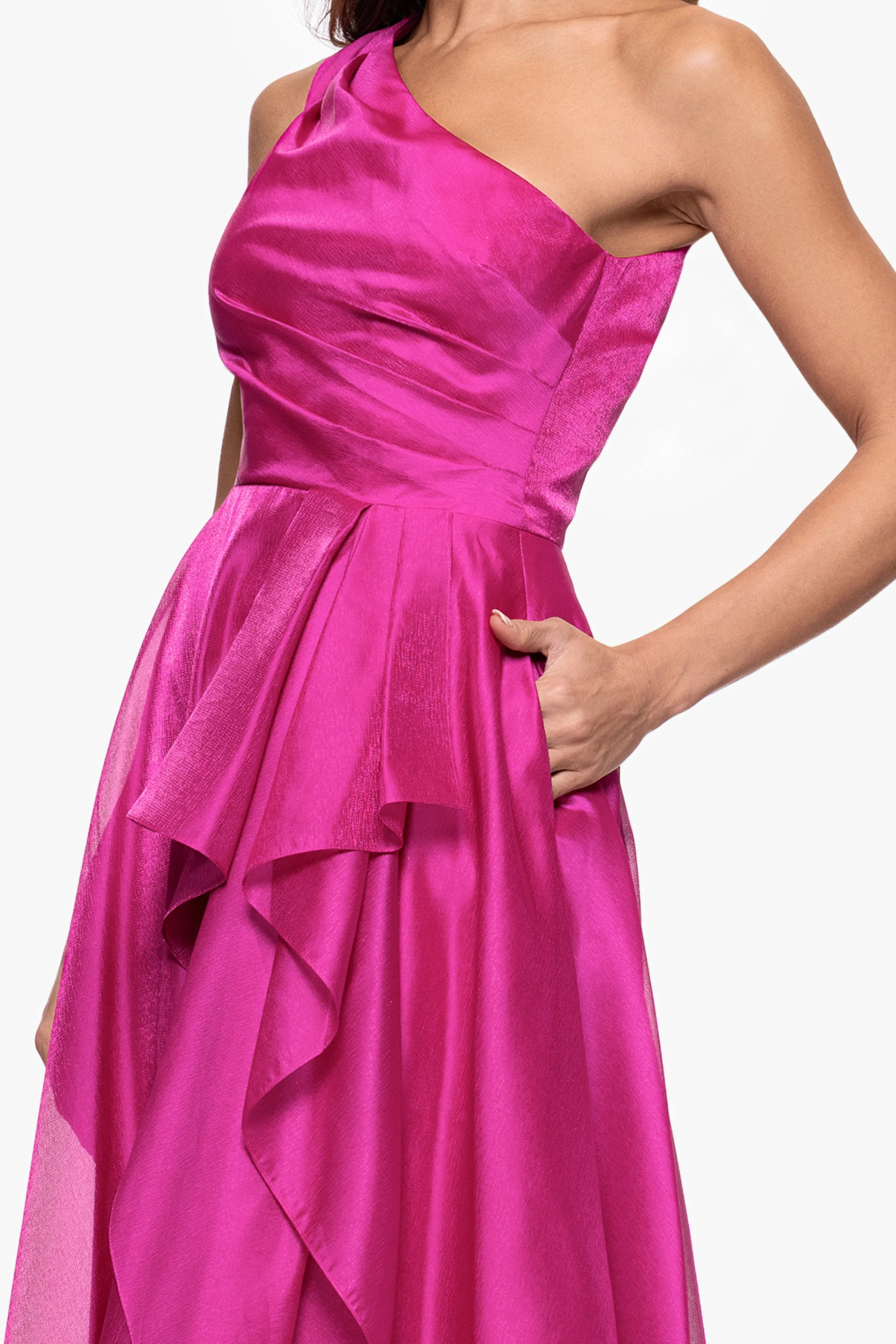"Samantha" Organza One Shoulder Ruffle Dress sold by Xscape product image thumbnail 2