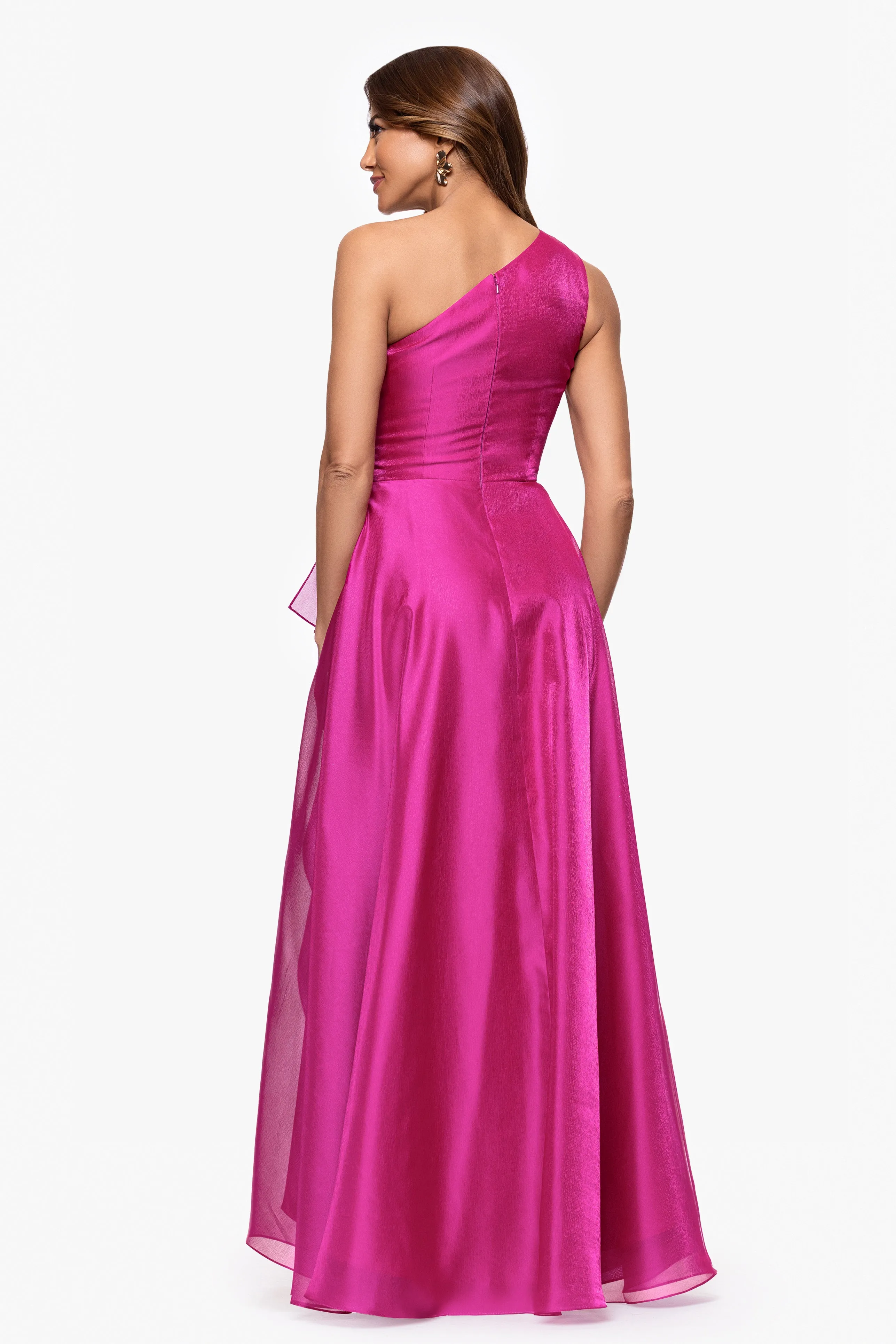 "Samantha" Organza One Shoulder Ruffle Dress sold by Xscape product image thumbnail 3