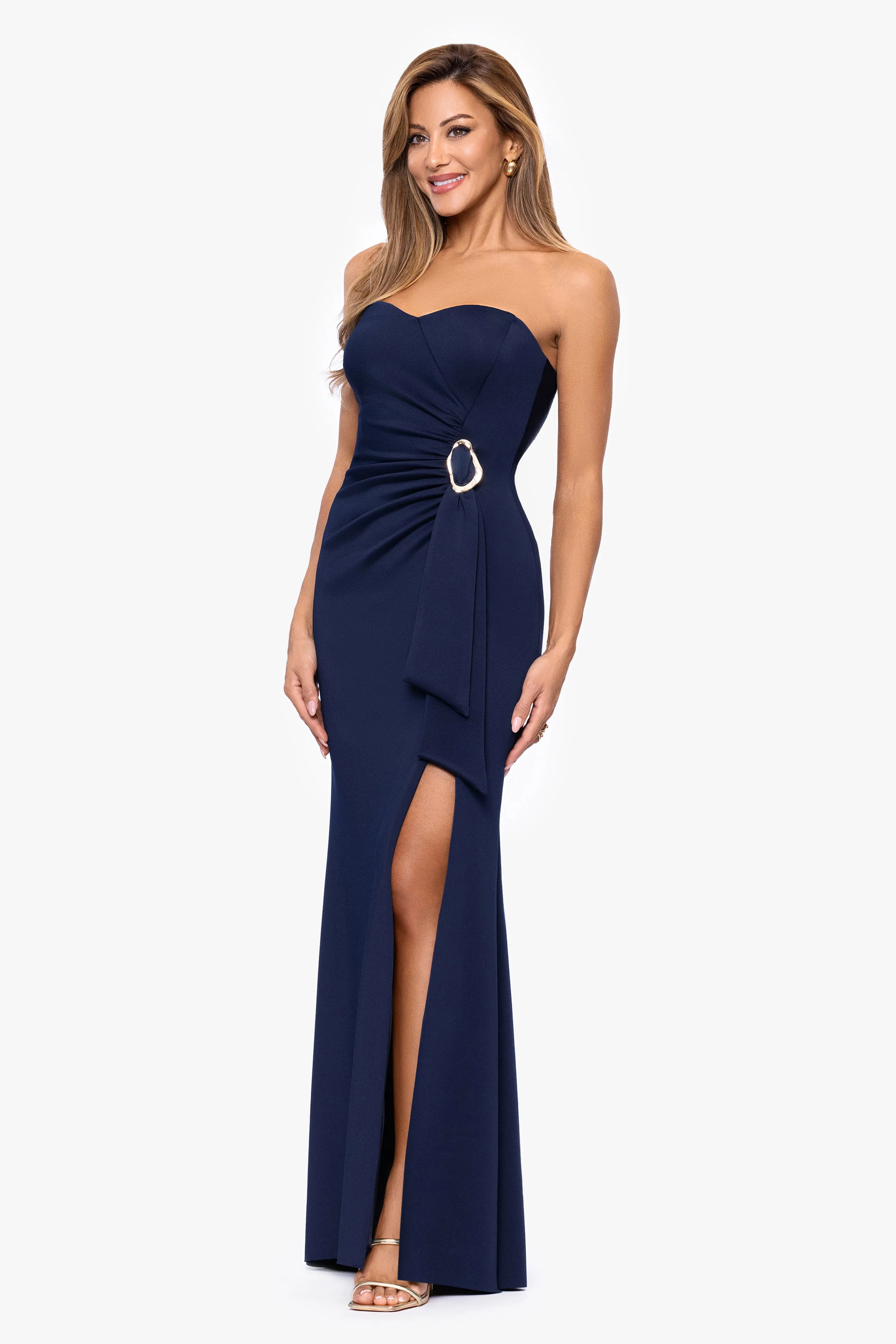 "Ayla" Techno Scuba Strapless Dress sold by Xscape product image thumbnail 4