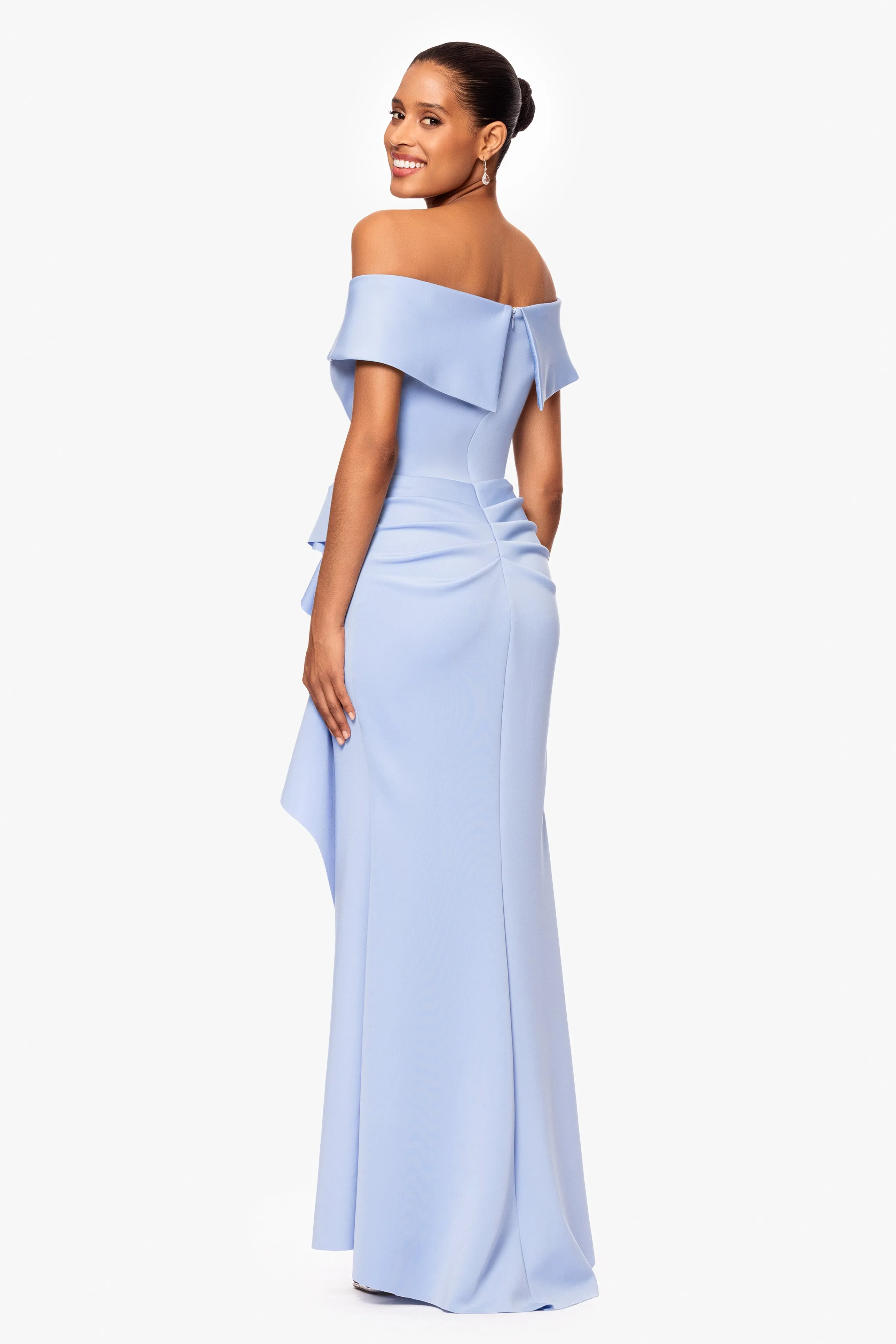 Petite "Patti" Techno Scuba Off The Shoulder Dress sold by Xscape product image thumbnail 3
