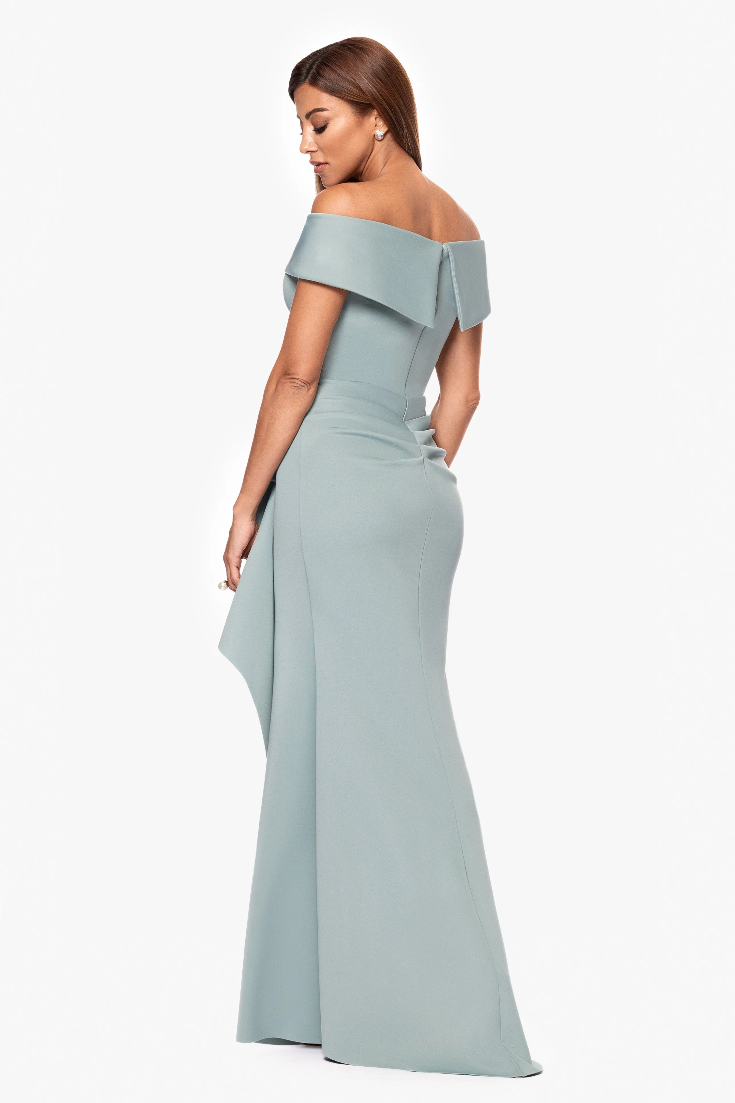 Petite "Patti" Techno Scuba Off The Shoulder Dress sold by Xscape product image thumbnail 4