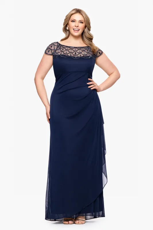 Plus "Khloe" Sheer Matter Jersey Embellished Dress made by Xscape