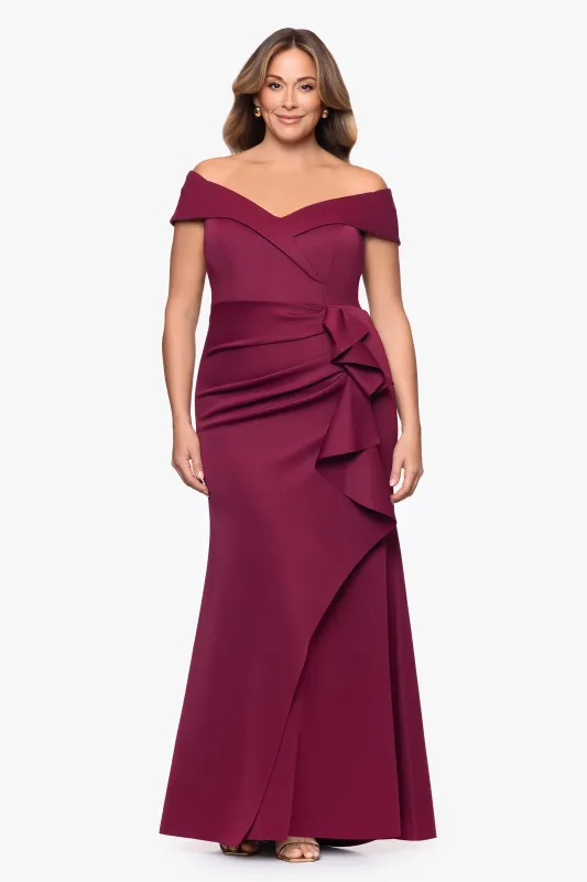 Plus "Patti" Techno Scuba Off The Shoulder Dress made by Xscape