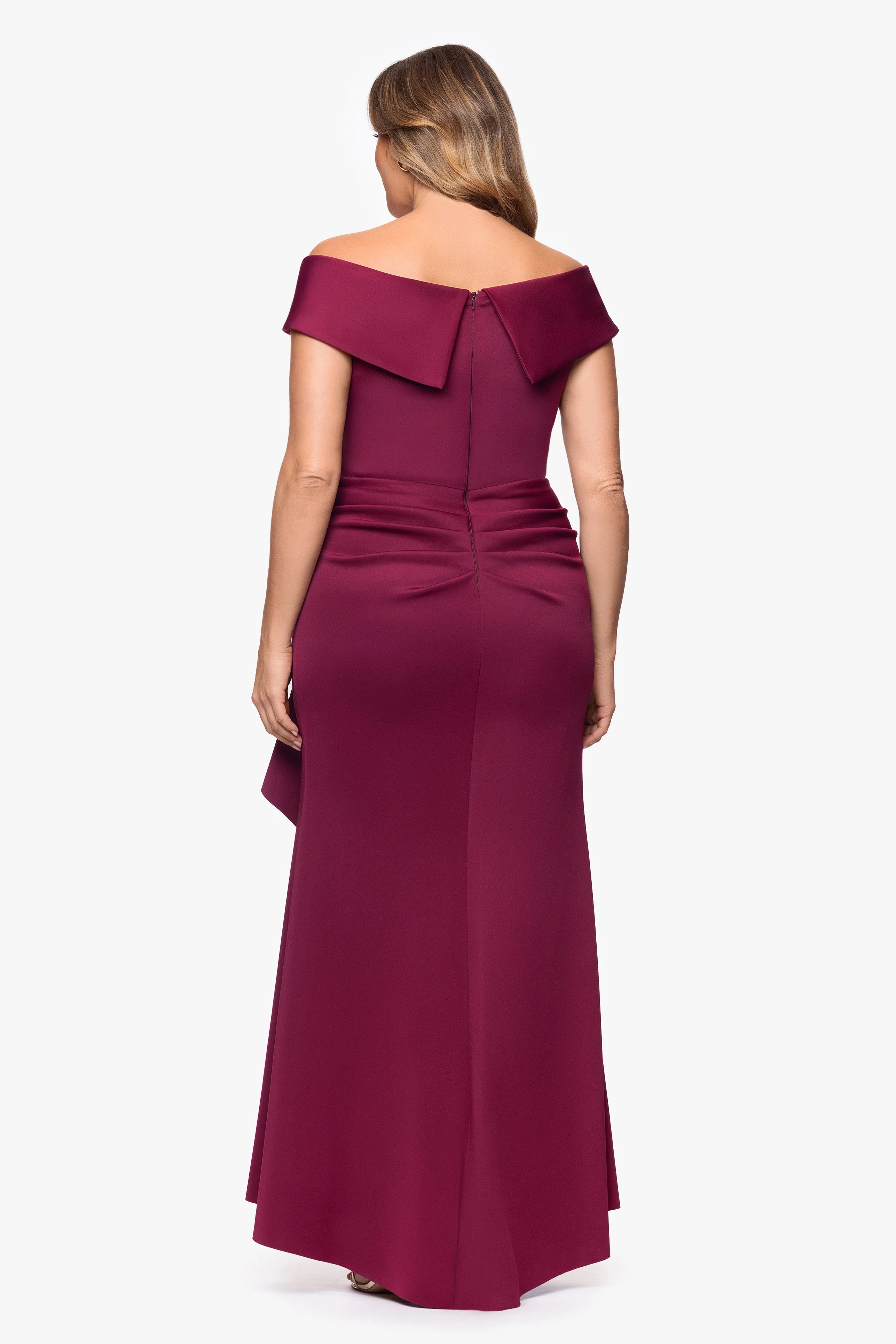 Plus "Patti" Techno Scuba Off The Shoulder Dress sold by Xscape product image thumbnail 3