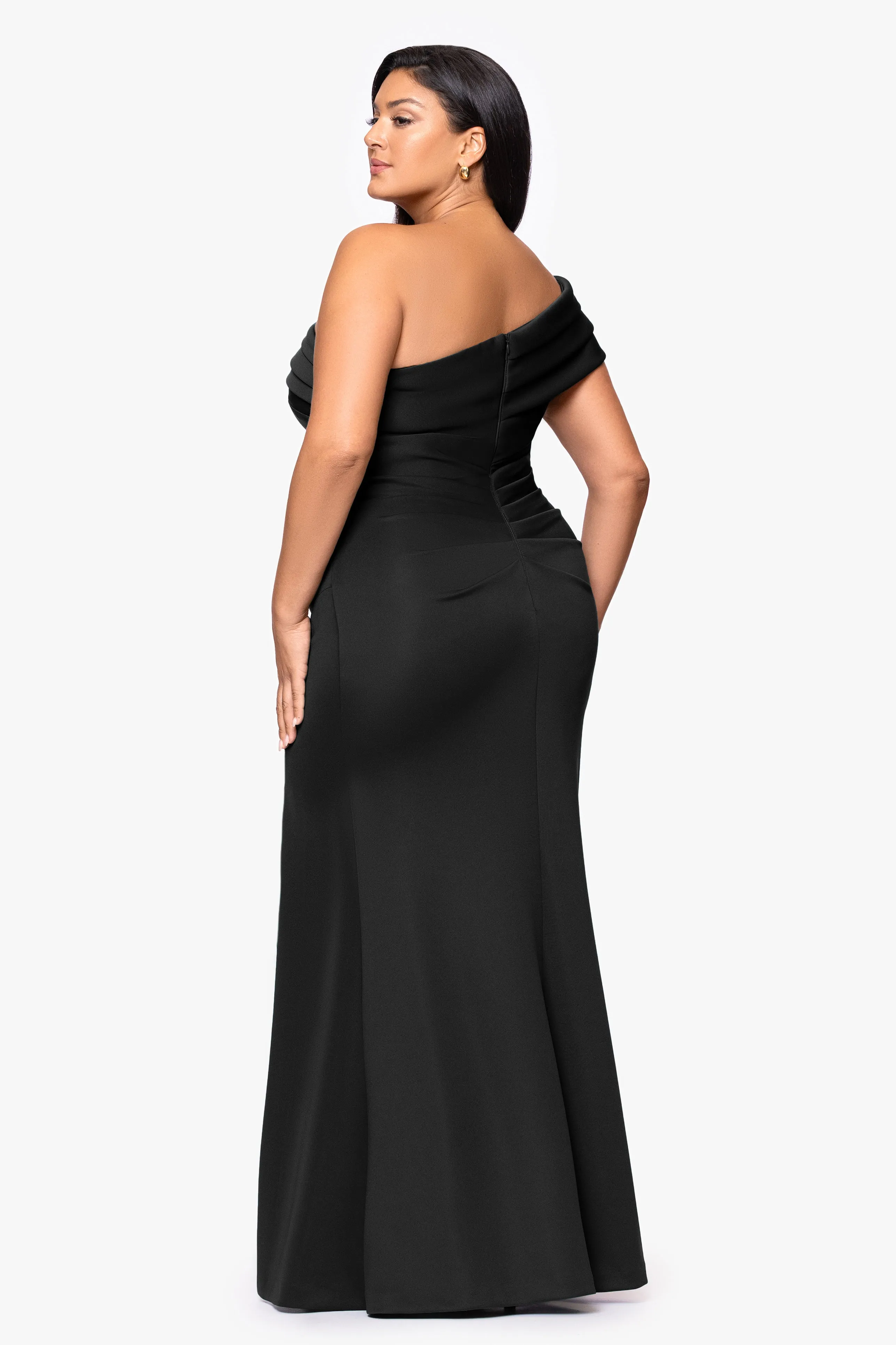 Plus "Whitney" Techno Scuba One Shoulder Dress sold by Xscape product image thumbnail 3