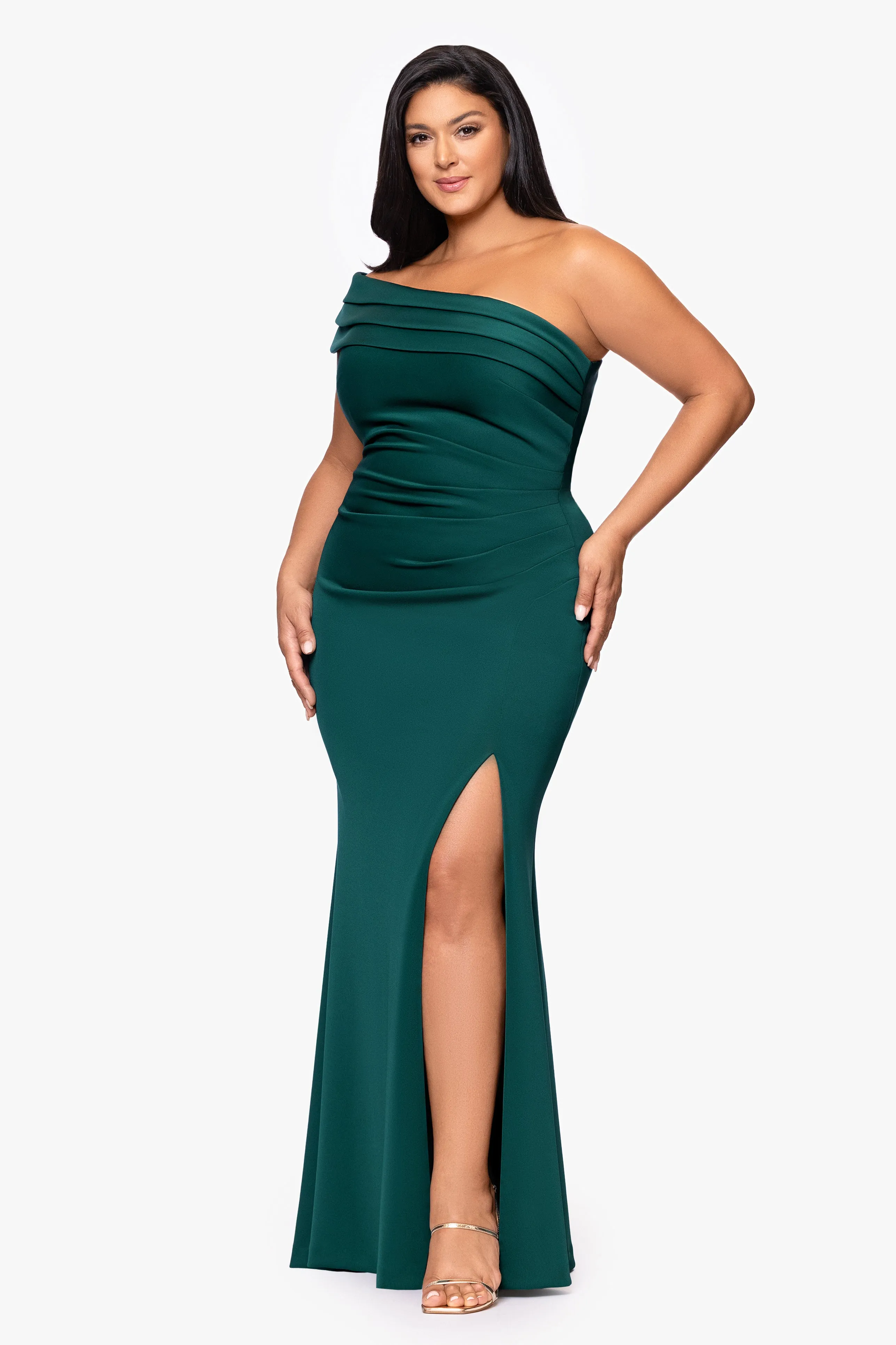 Plus "Whitney" Techno Scuba One Shoulder Dress sold by Xscape product image thumbnail 4