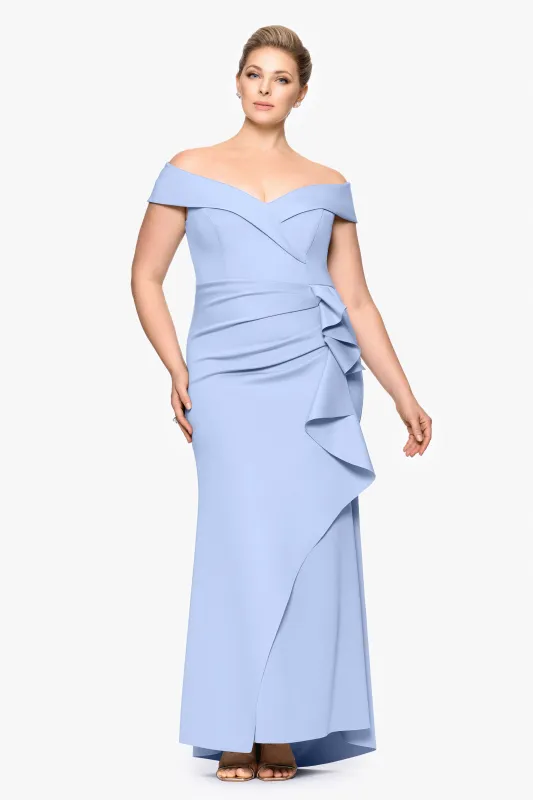 Plus "Patti" Techno Scuba Off The Shoulder Dress made by Xscape