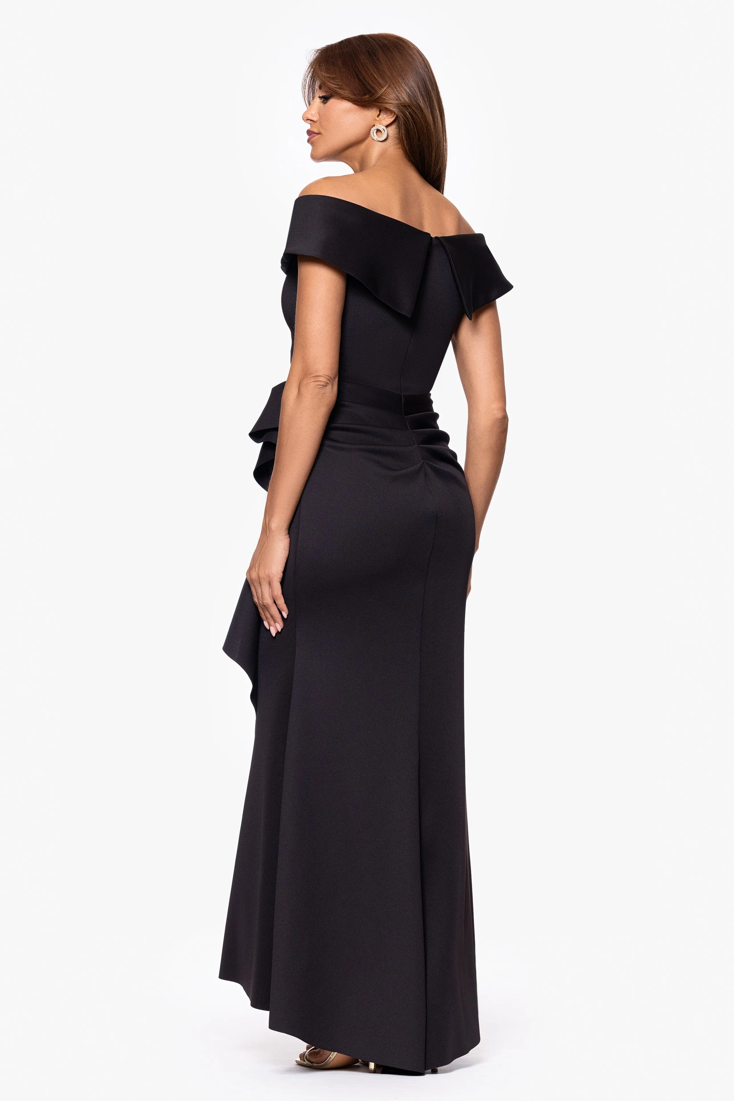 Petite "Patti" Techno Scuba Off The Shoulder Dress sold by Xscape product image thumbnail 3