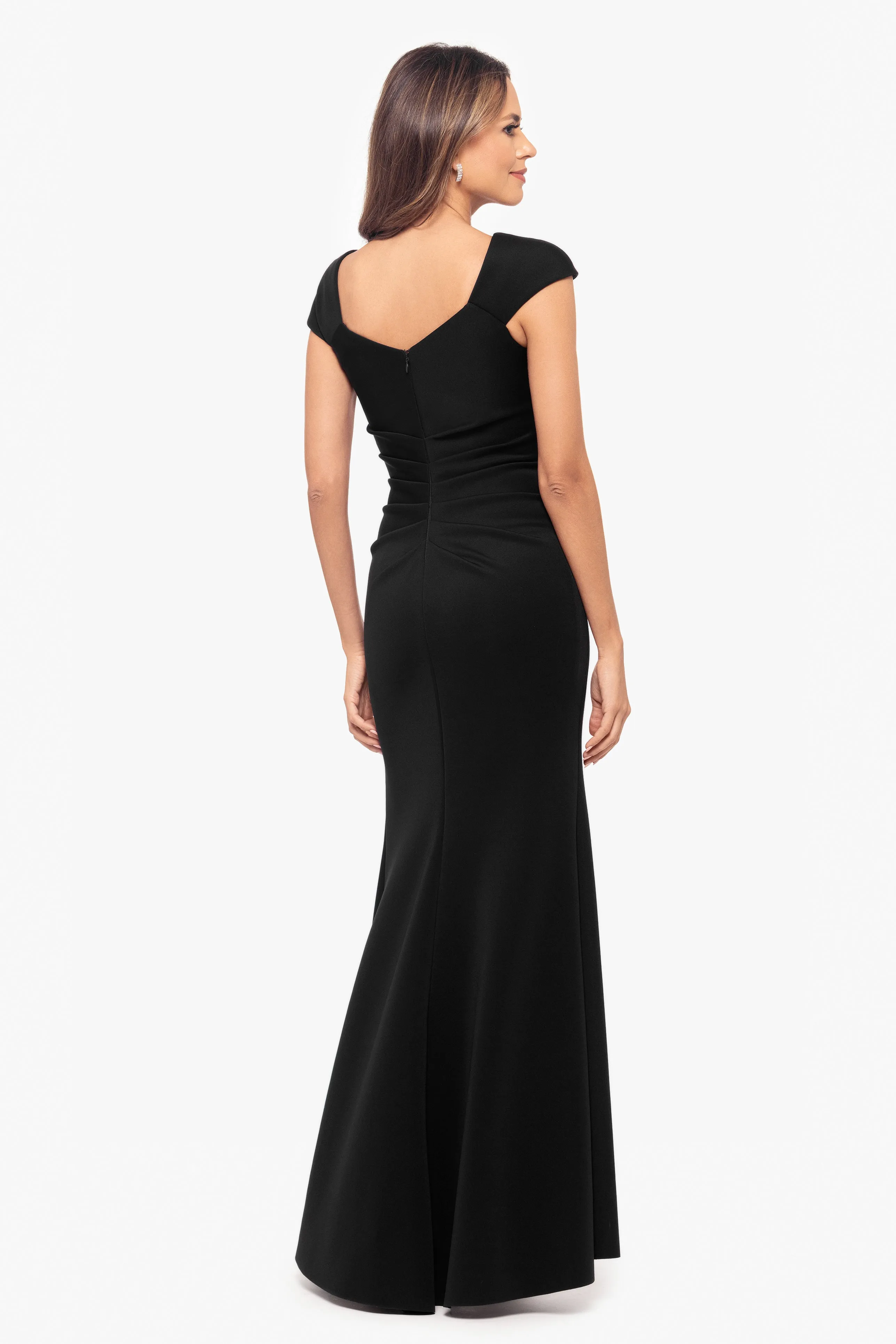 "Lenore" Techno Scuba Asymmetrical Neckline Dress sold by Xscape product image thumbnail 3
