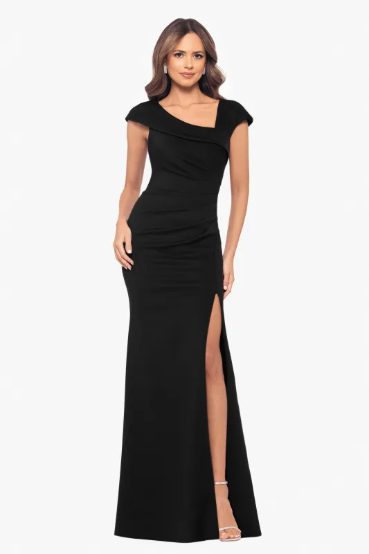 "Lenore" Techno Scuba Asymmetrical Neckline Dress made by Xscape