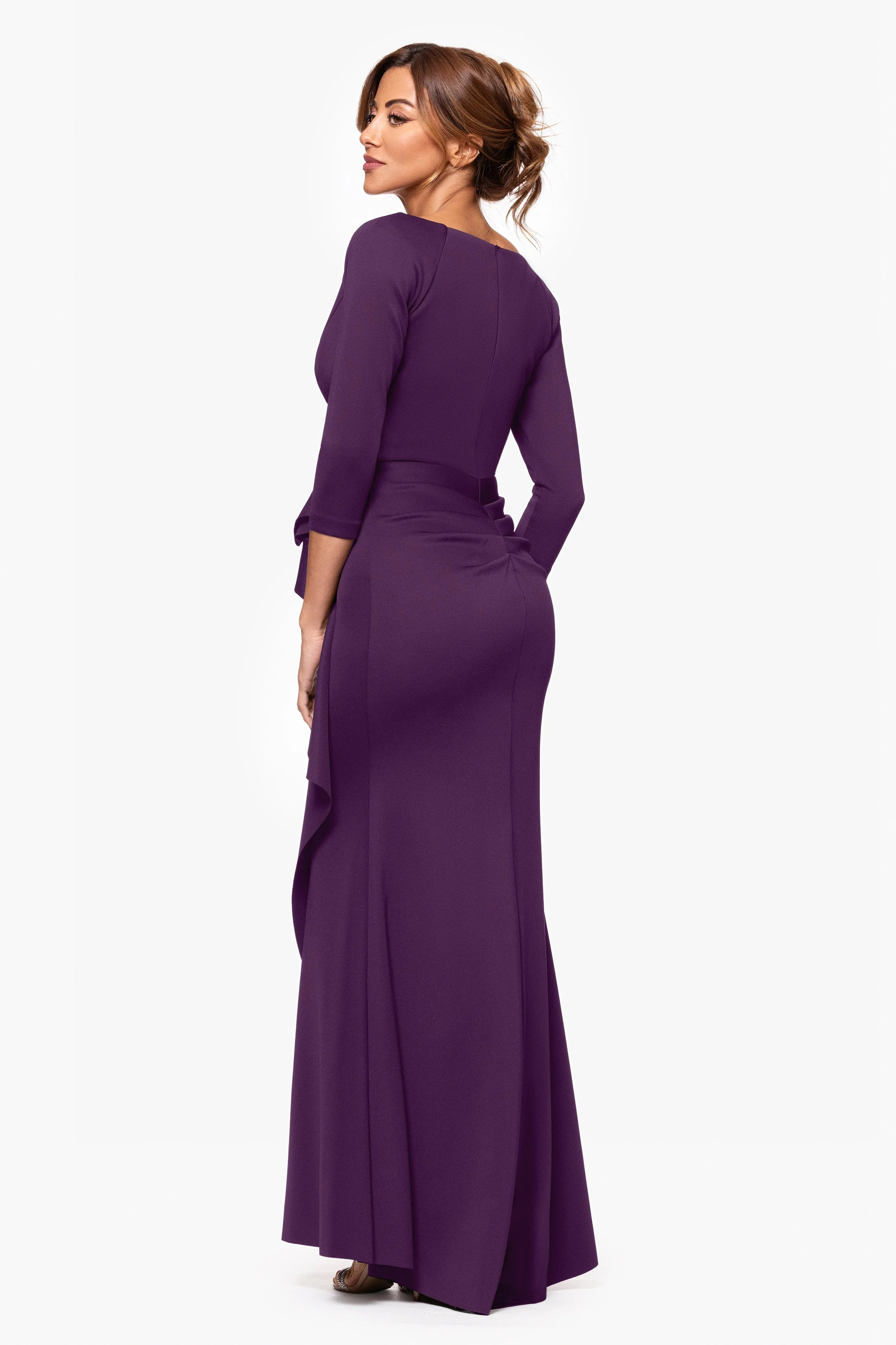 Petite "Lexi" Scuba Crepe Long Sleeve Dress sold by Xscape product image thumbnail 3