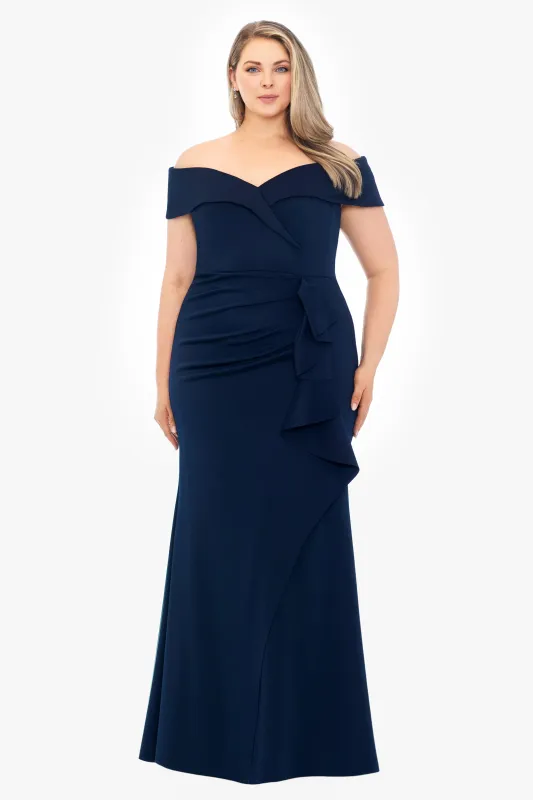 Plus "Patti" Techno Scuba Off The Shoulder Dress made by Xscape