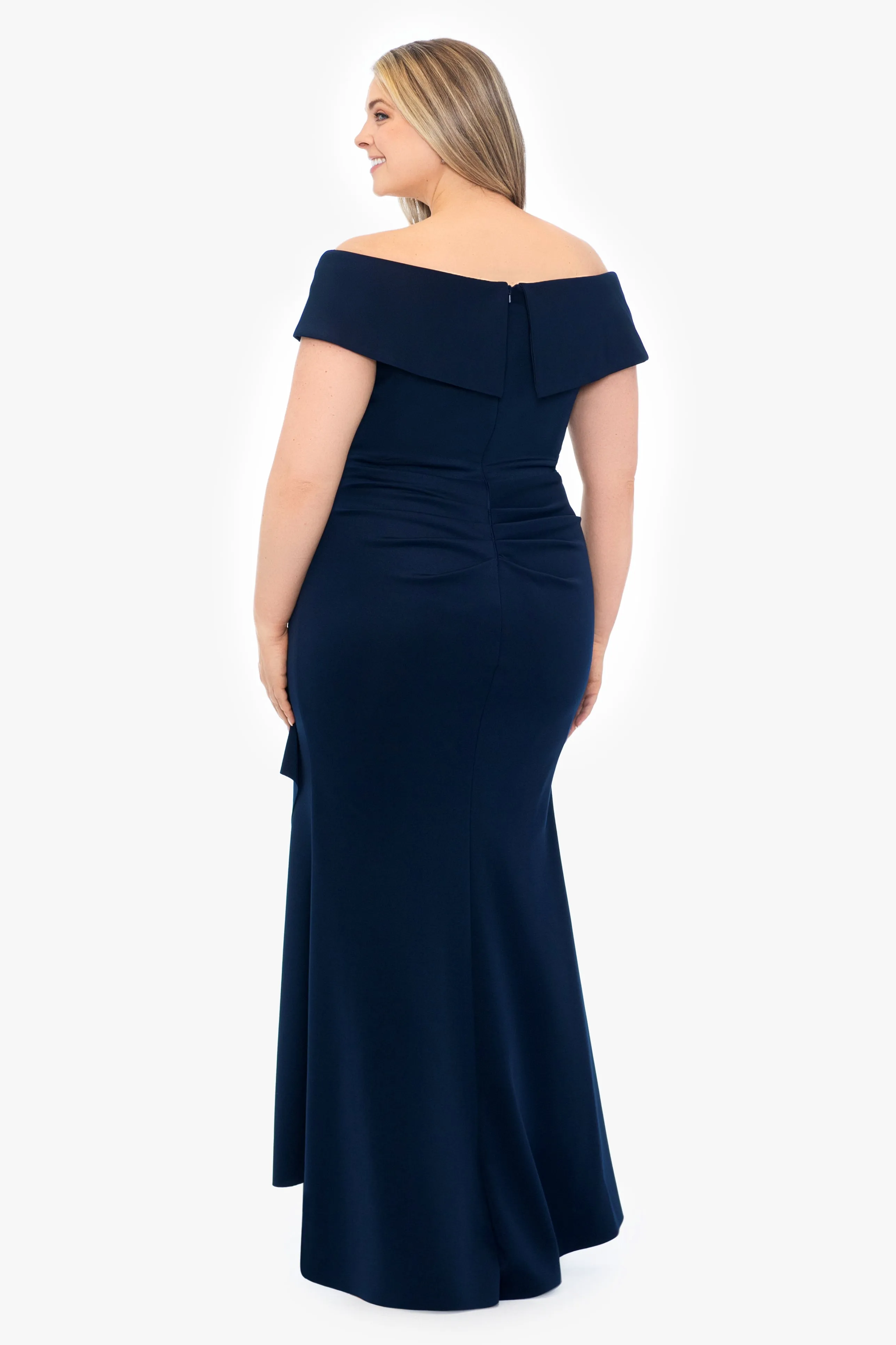 Plus "Patti" Techno Scuba Off The Shoulder Dress sold by Xscape product image thumbnail 3