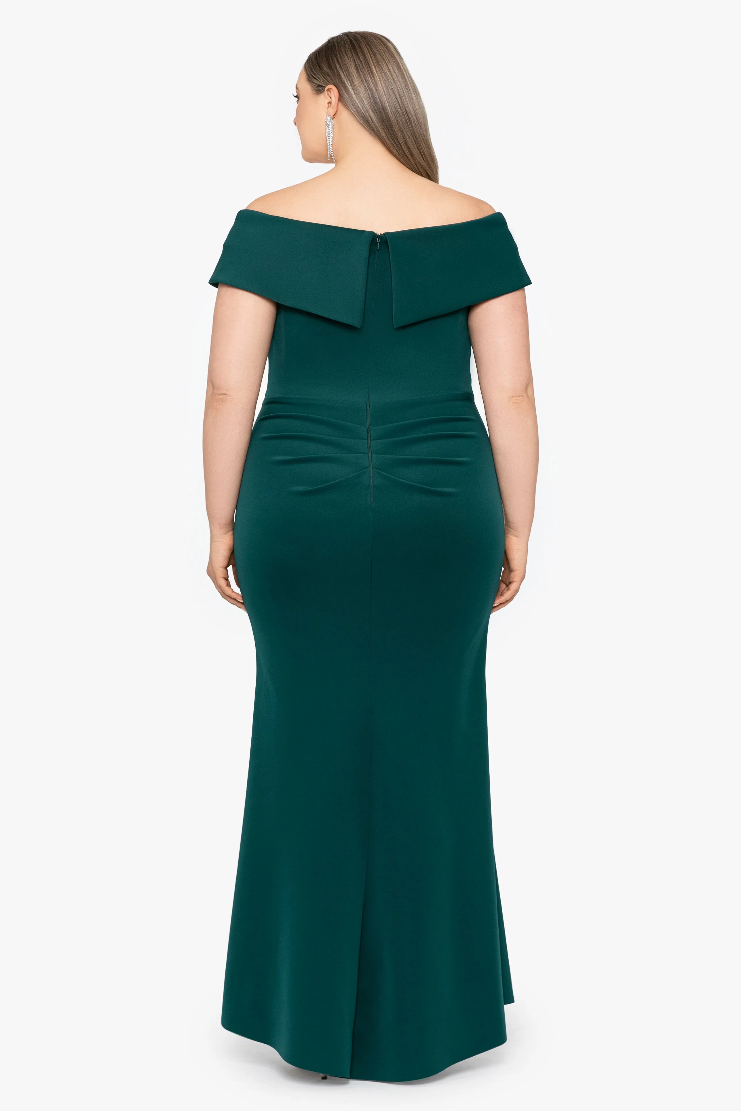 Plus "Patti" Techno Scuba Off The Shoulder Dress sold by Xscape product image thumbnail 5