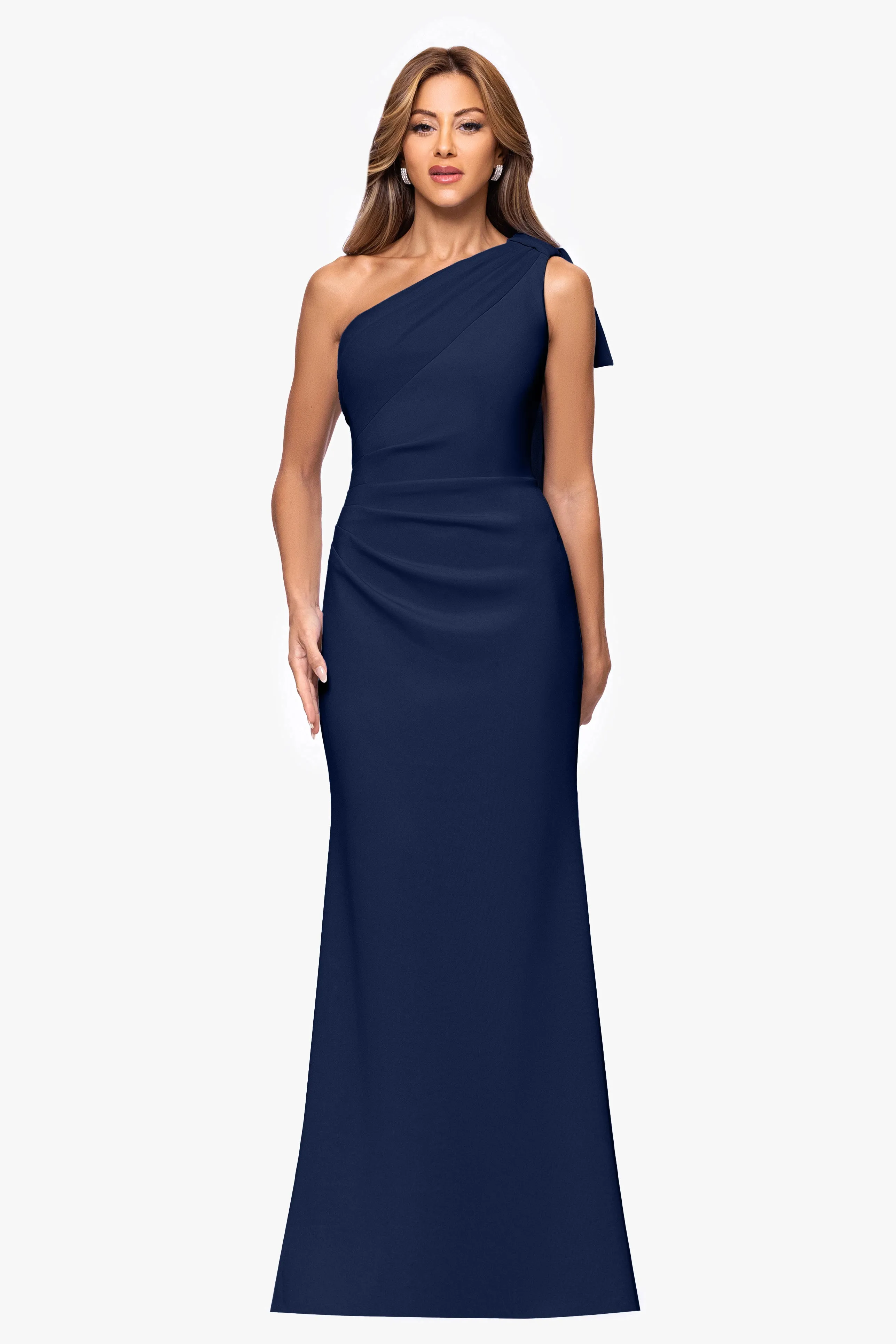 "Gwen" Techno Scuba One Shoulder Sash Dress sold by Xscape