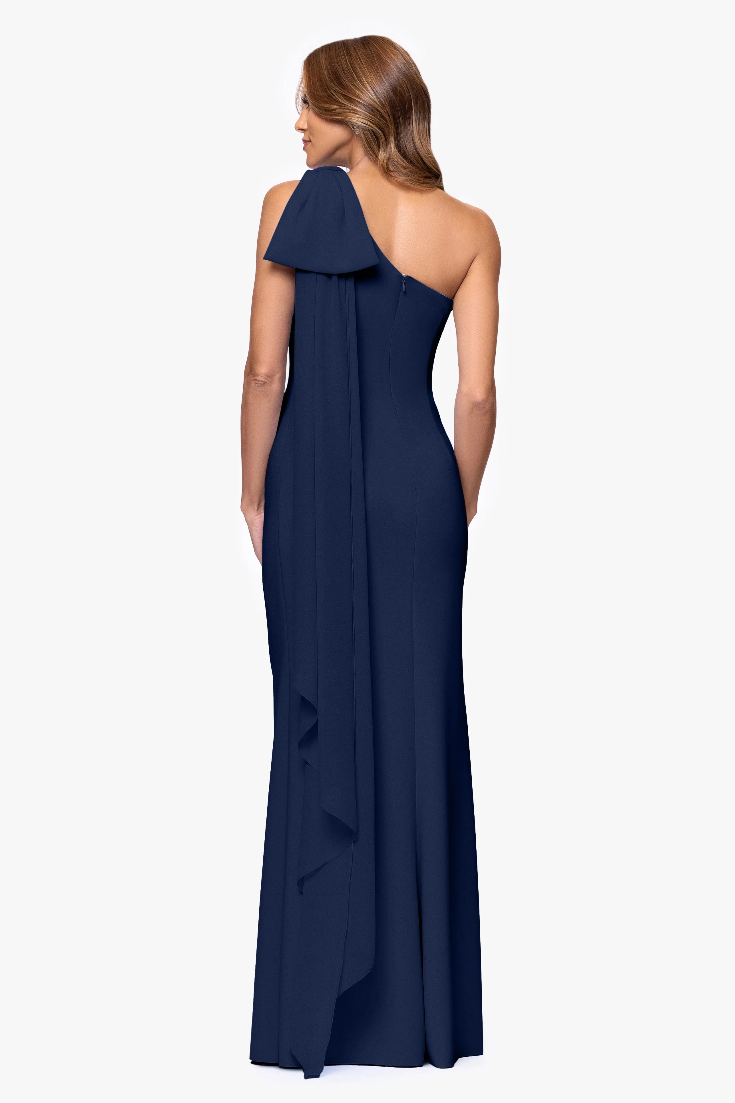 "Gwen" Techno Scuba One Shoulder Sash Dress sold by Xscape product image thumbnail 3
