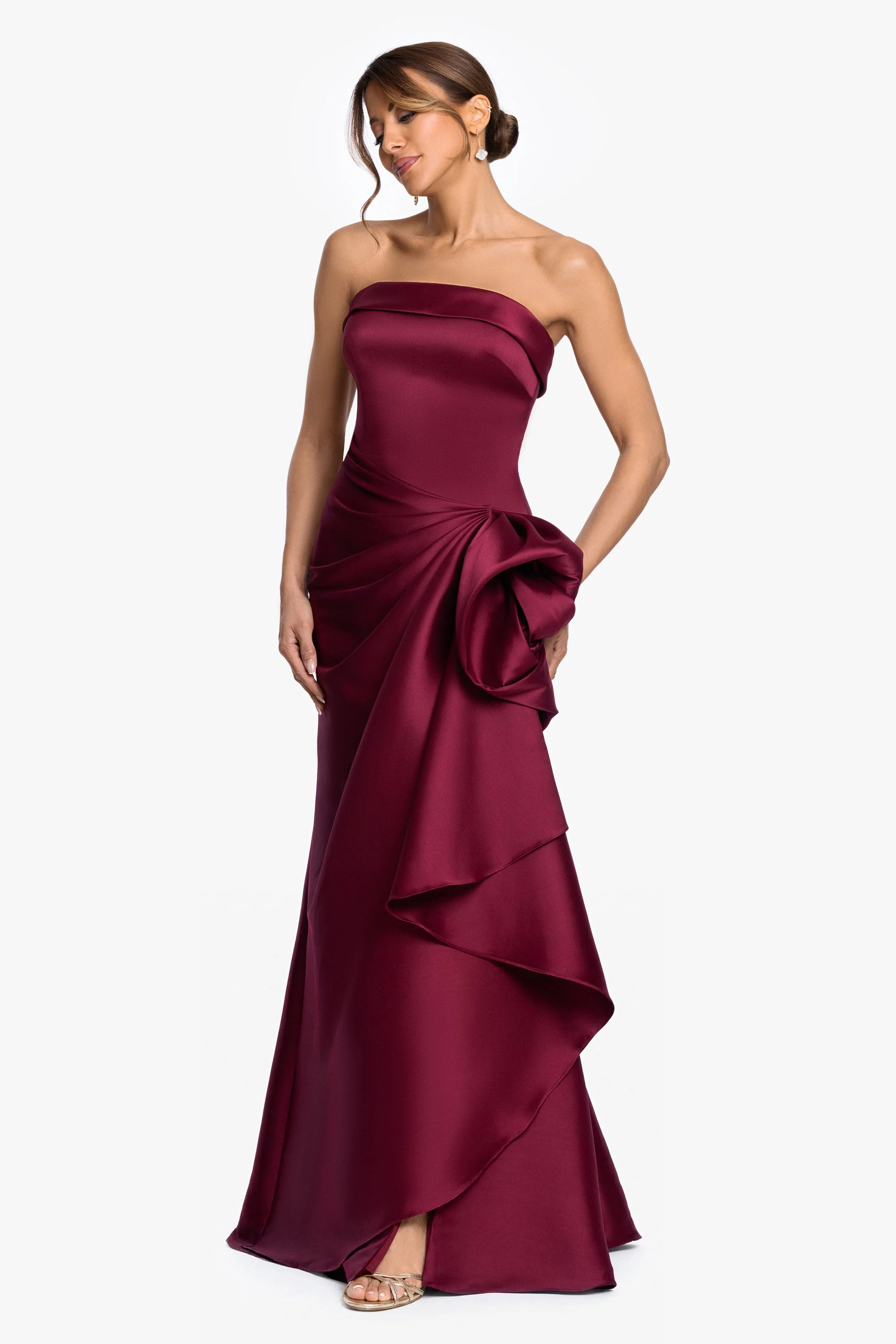 "Diana" Mikado Strapless Rouched Dress sold by Xscape product image thumbnail 4