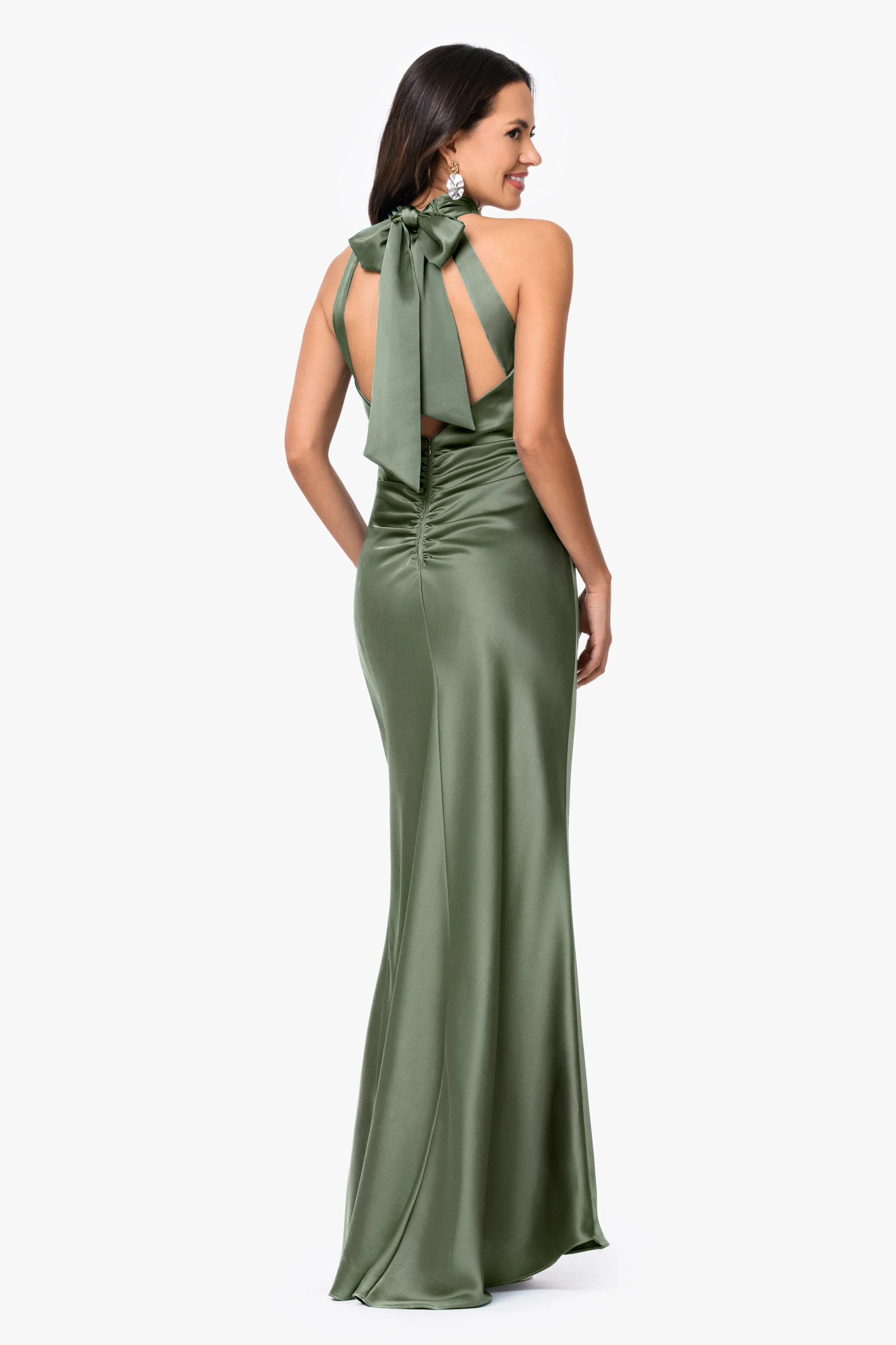 Petite "Ruth" Satin High Tie Neck Backless Dress sold by Xscape product image thumbnail 3