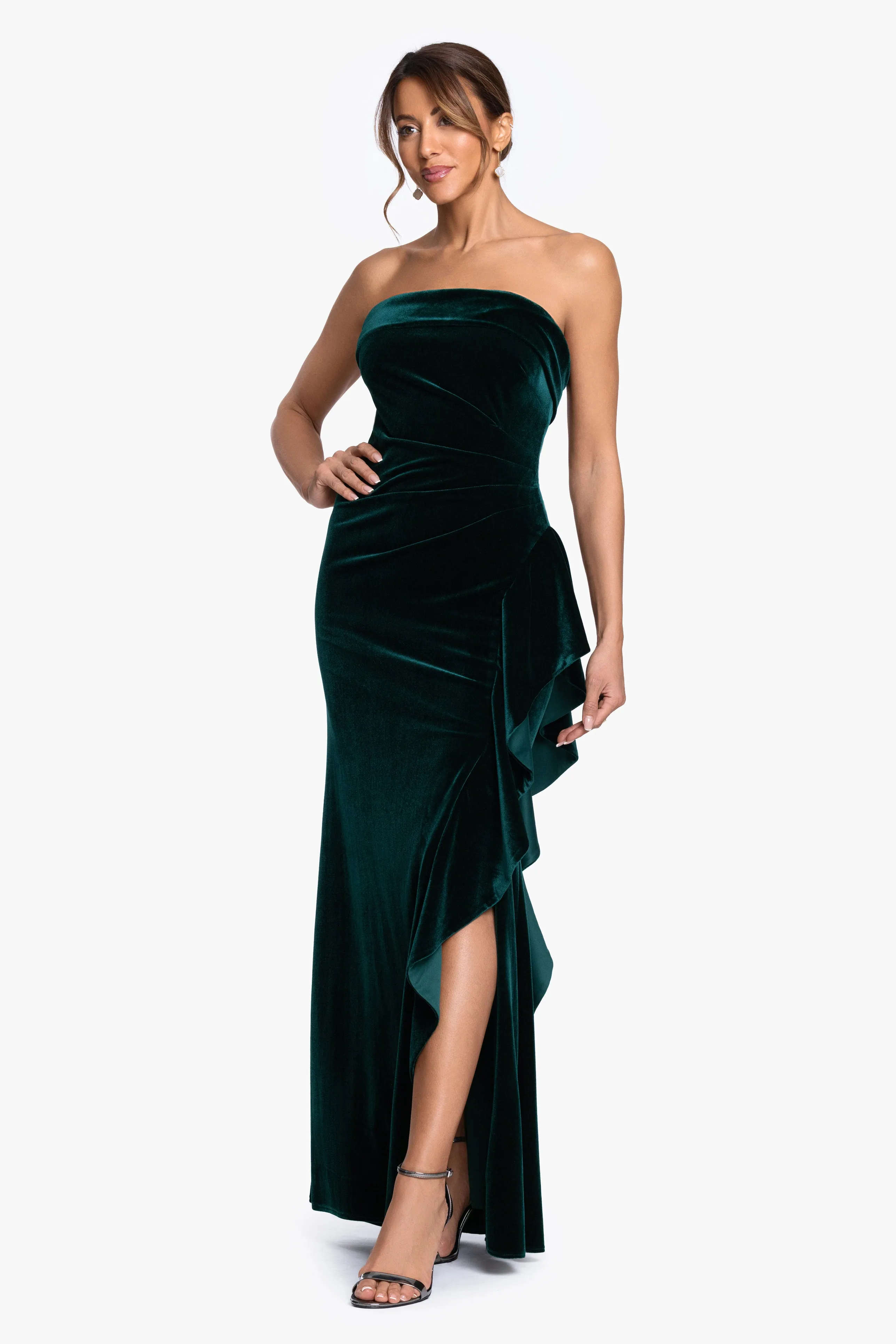 "Dillon" Stretch Velvet Strapless Dress sold by Xscape product image thumbnail 4