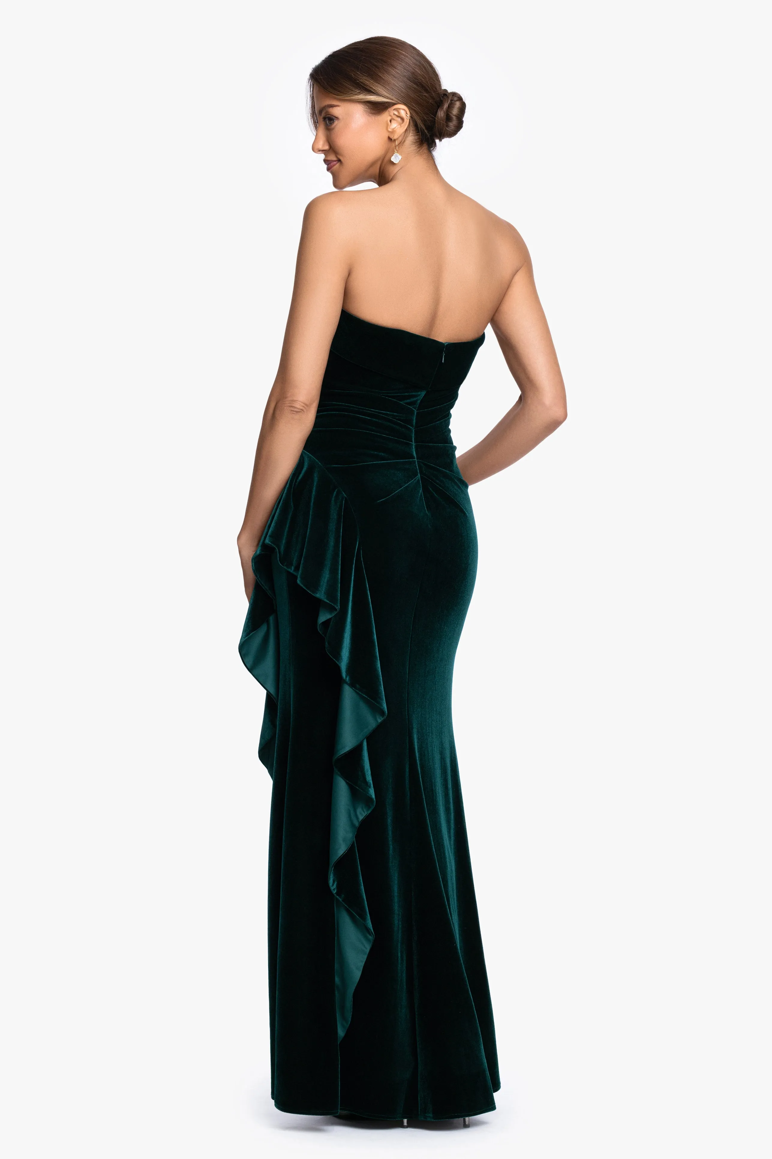 "Dillon" Stretch Velvet Strapless Dress sold by Xscape product image thumbnail 3
