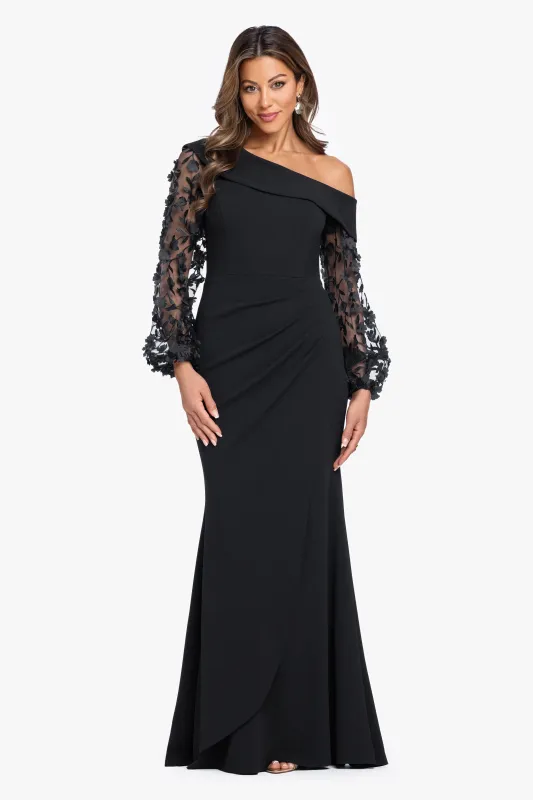 "Ariana" Scuba Crepe Off The Shoulder Long Sleeve Dress made by Xscape