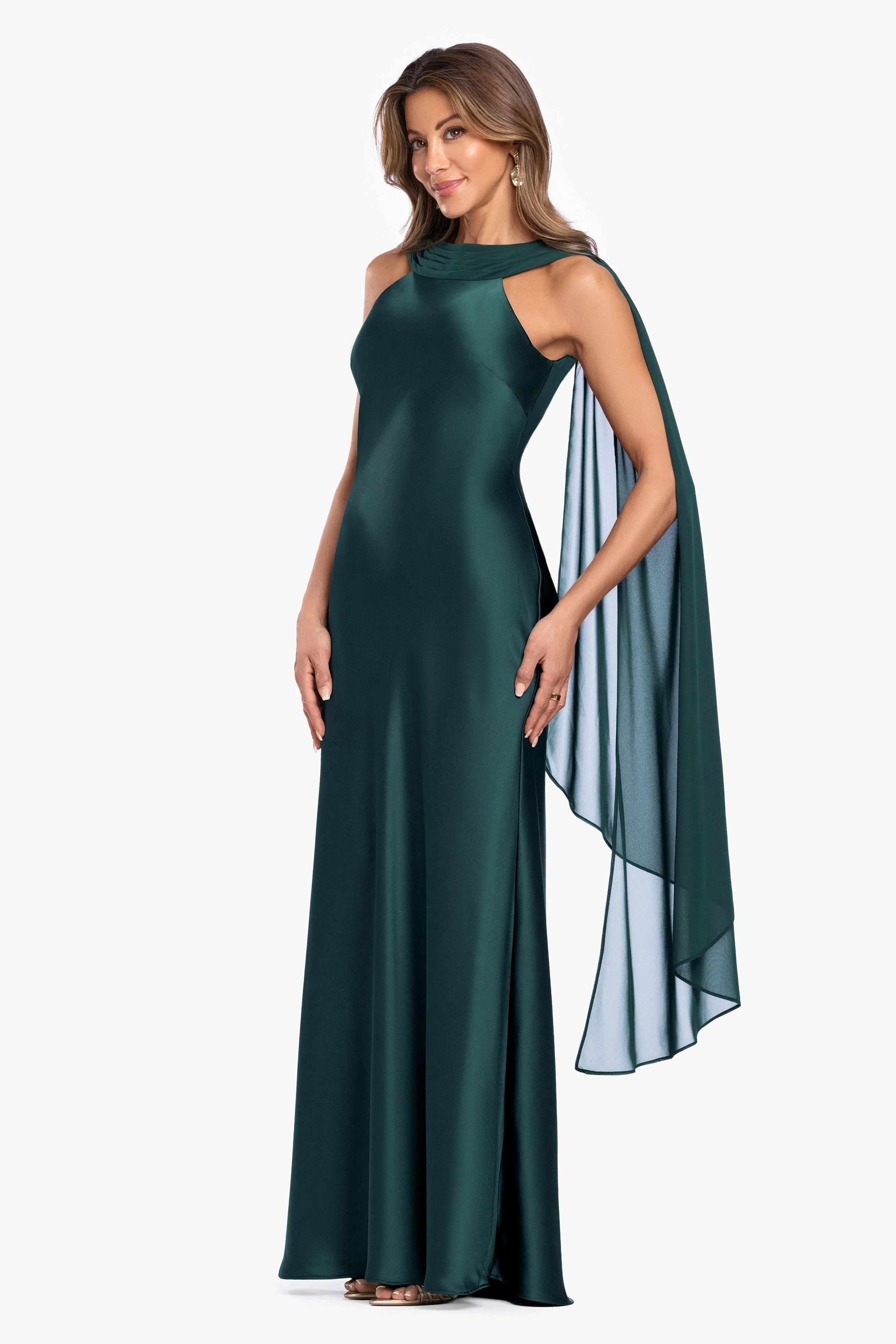 "Monica" Satin & Hammered Chiffon Scarf Dress sold by Xscape product image thumbnail 5