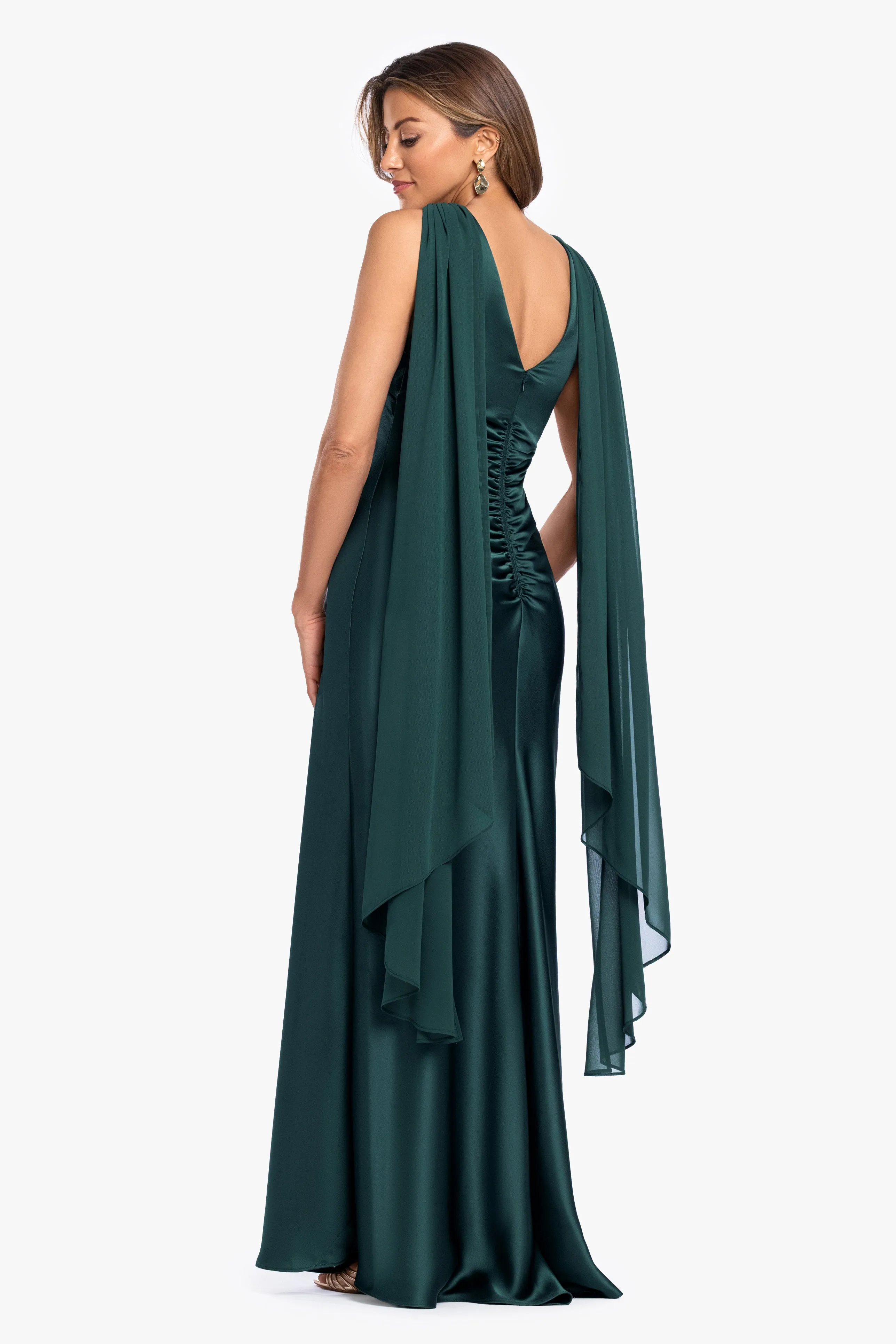 "Monica" Satin & Hammered Chiffon Scarf Dress sold by Xscape product image thumbnail 3