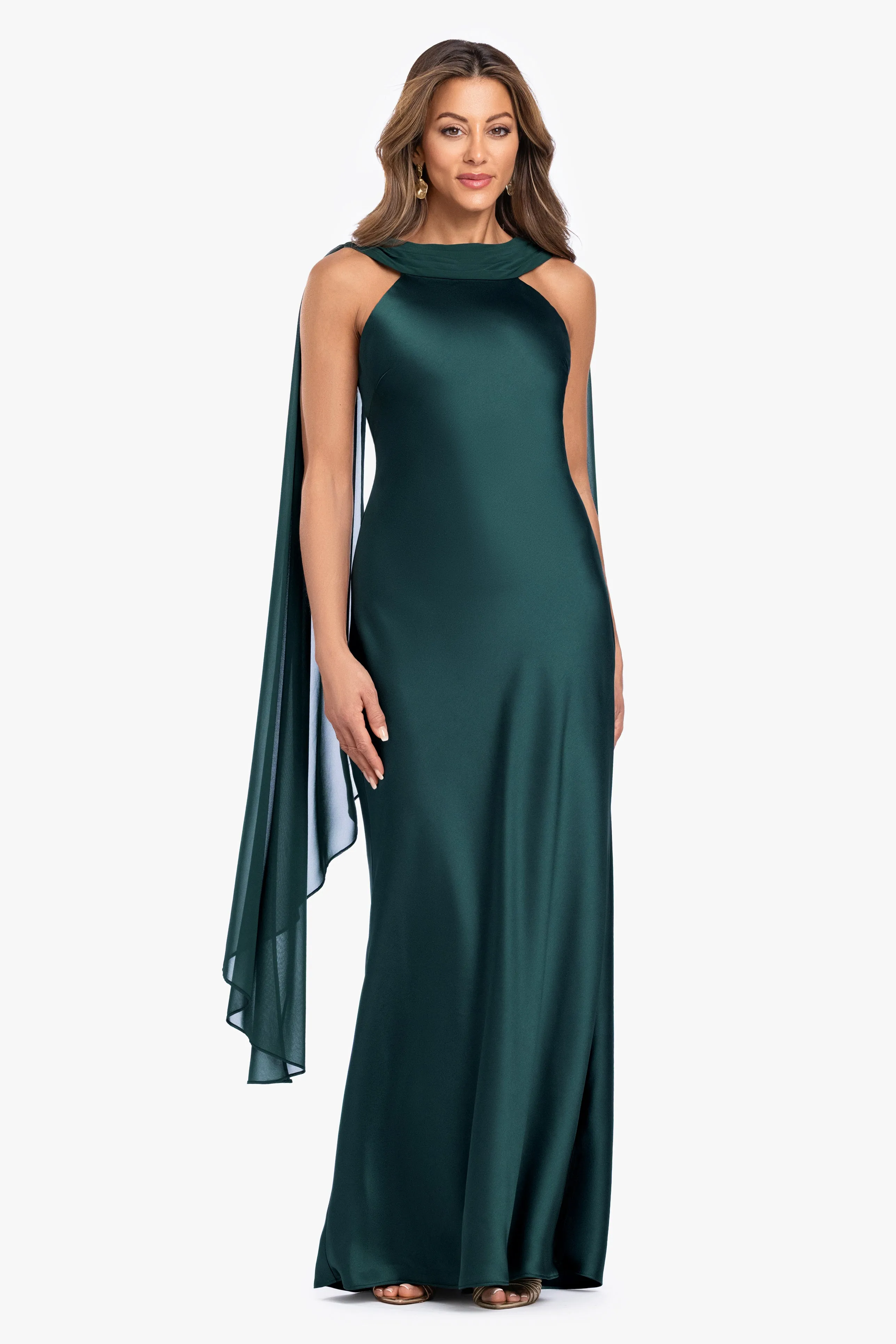 "Monica" Satin & Hammered Chiffon Scarf Dress sold by Xscape product image thumbnail 4