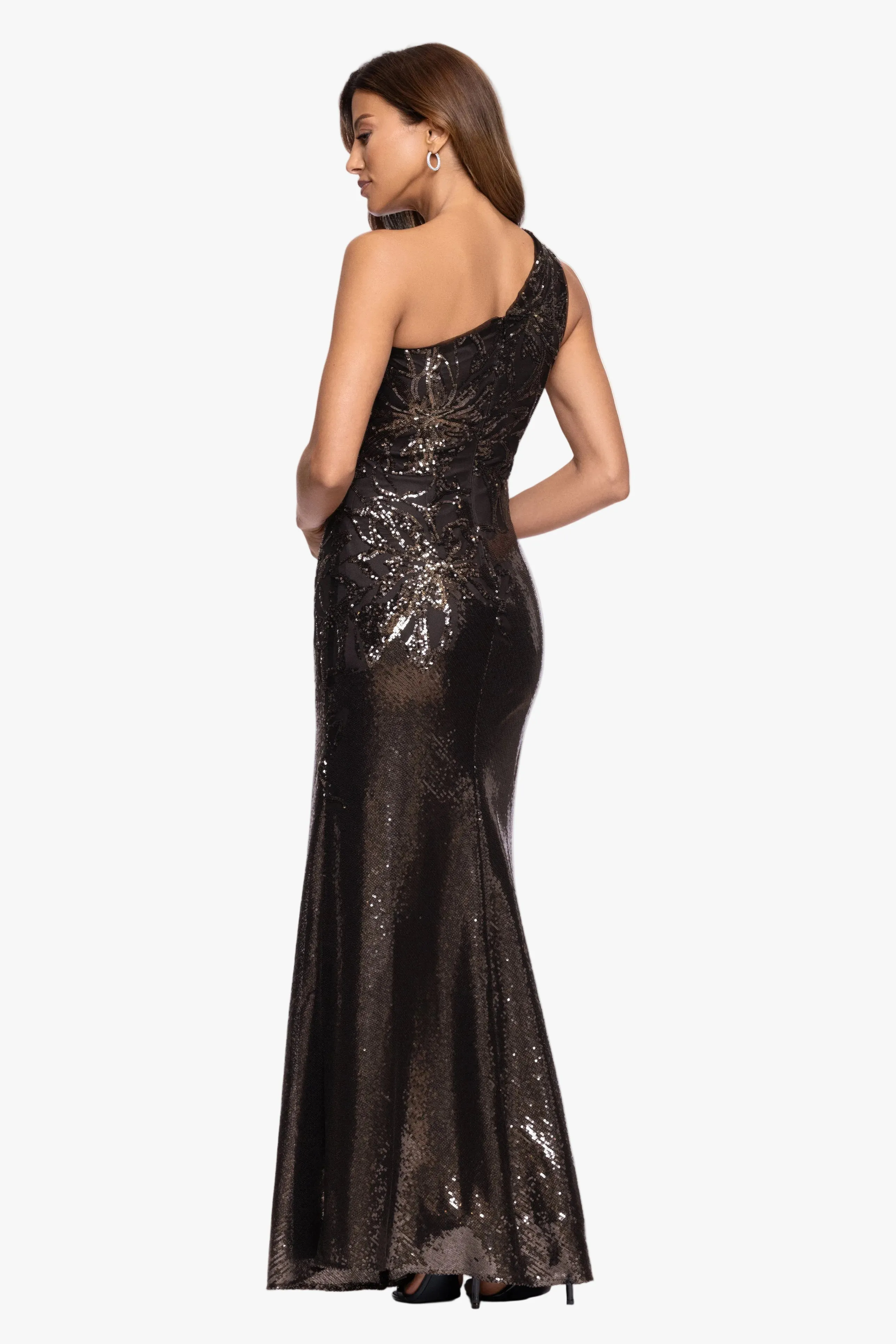 "Aubrey" Sequin One Shoulder Placement Dress sold by Xscape product image thumbnail 3