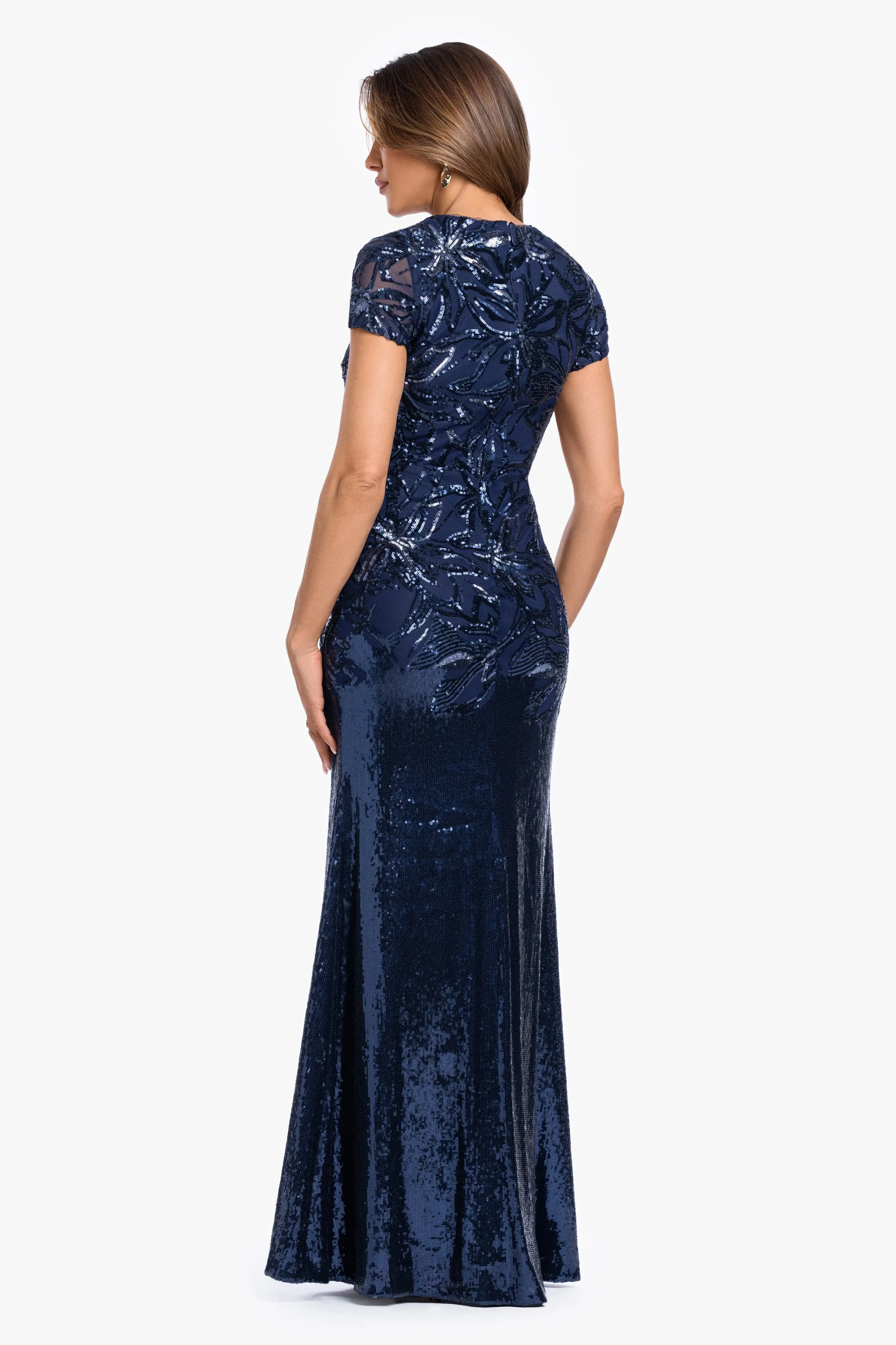 "Violet" Sequin Cap Sleeve Gown sold by Xscape product image thumbnail 3