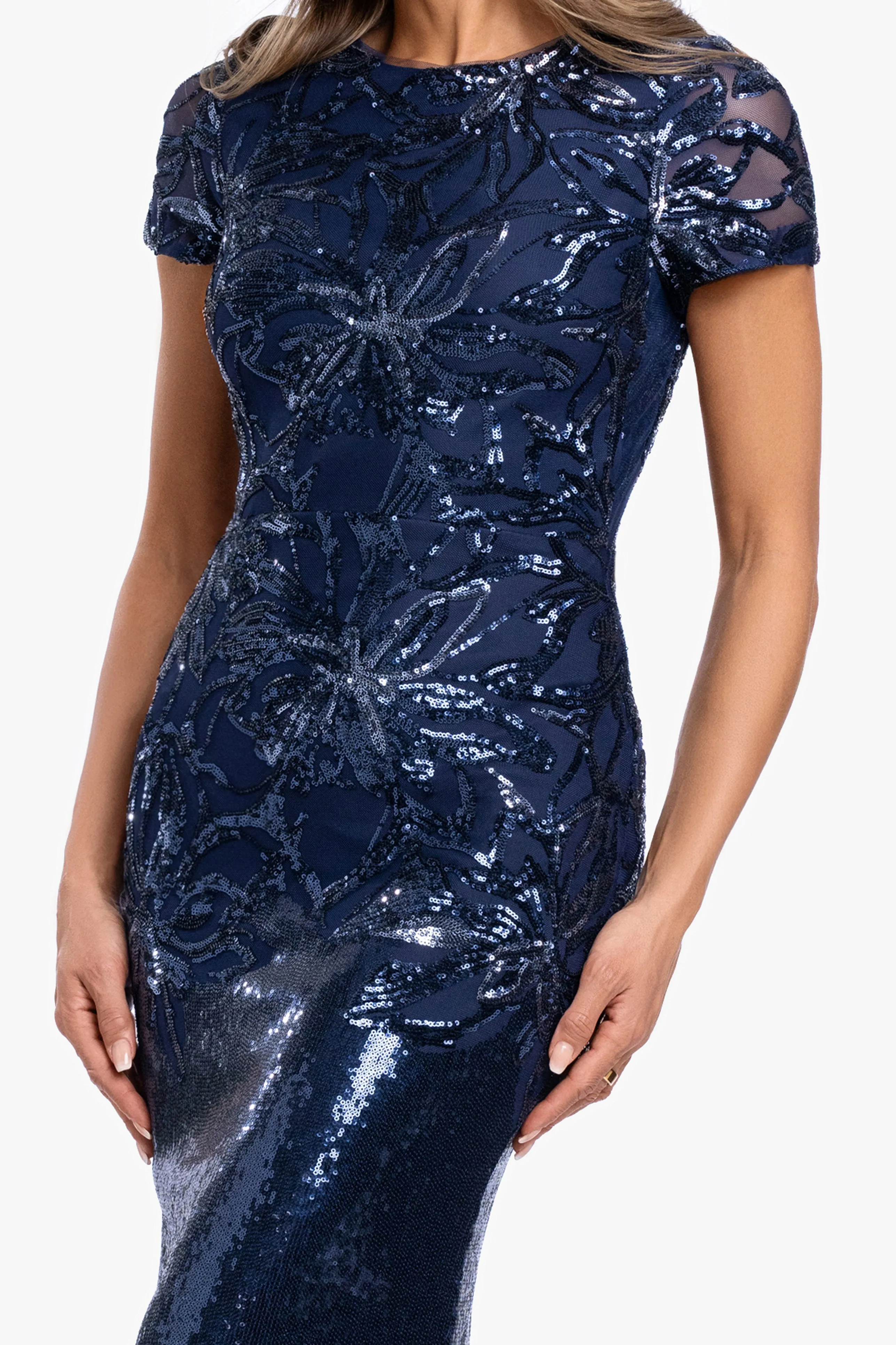 "Violet" Sequin Cap Sleeve Gown sold by Xscape product image thumbnail 2