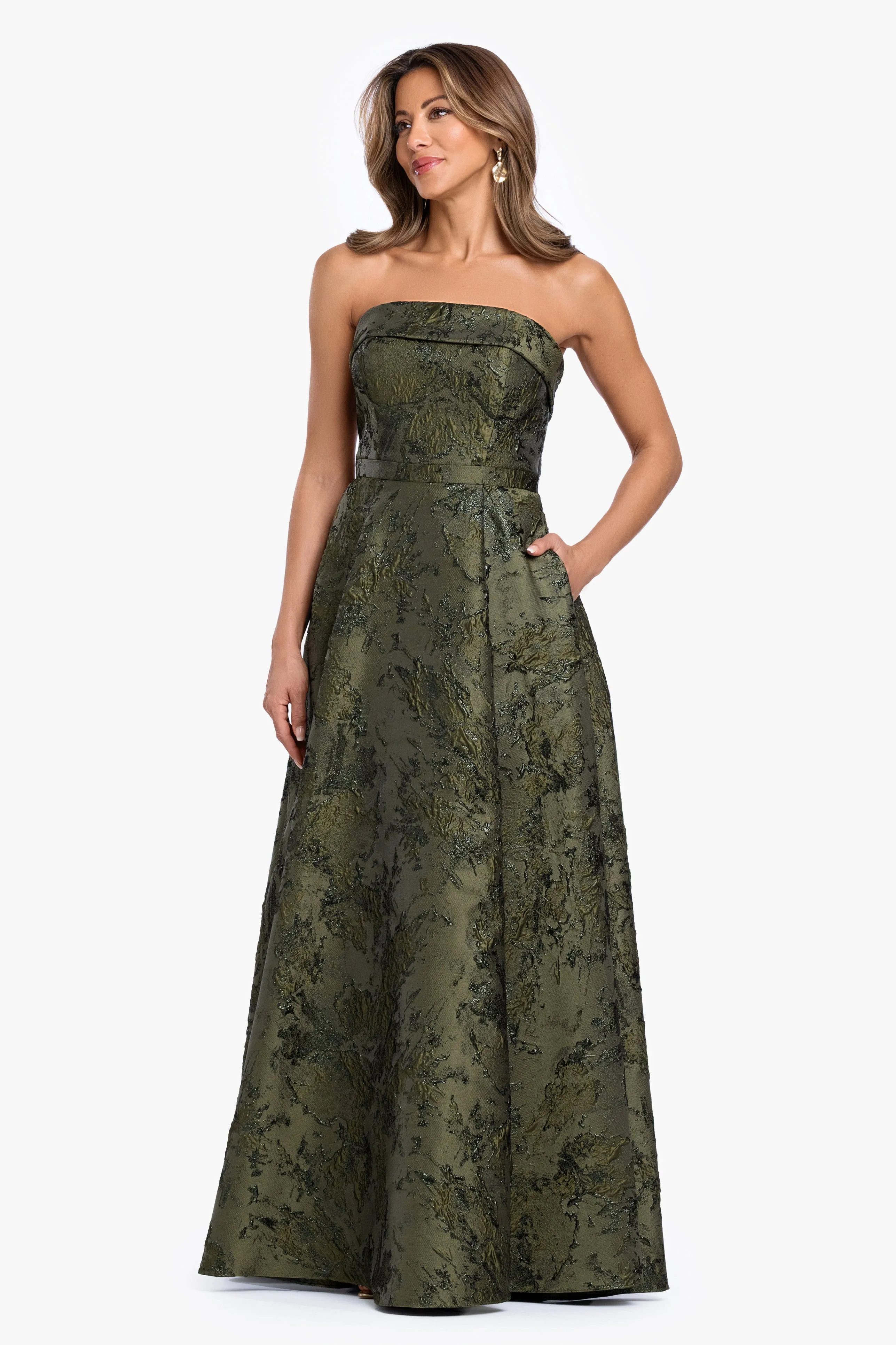 "Nadine" Brocade Strapless Gown sold by Xscape product image thumbnail 4