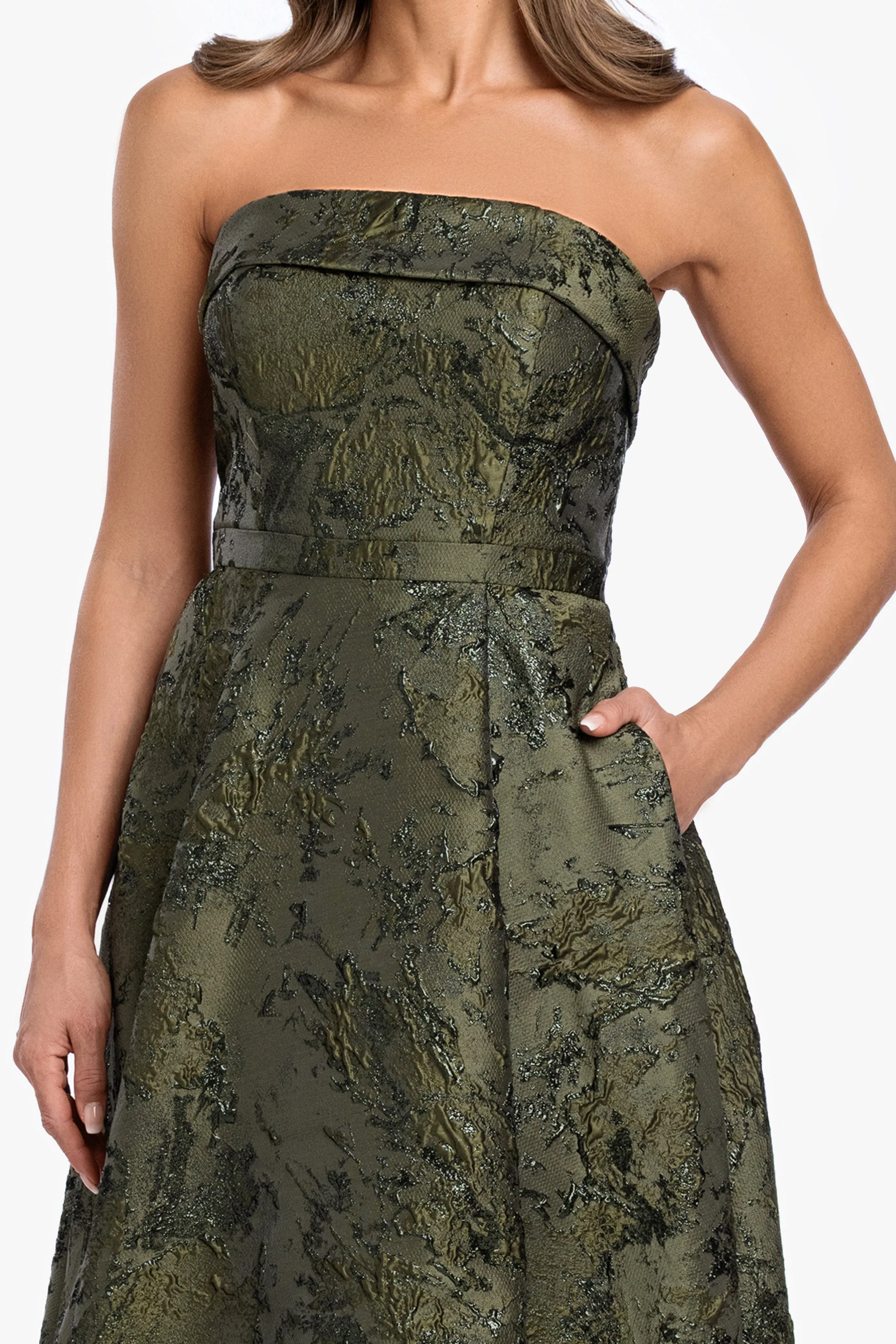 "Nadine" Brocade Strapless Gown sold by Xscape product image thumbnail 2