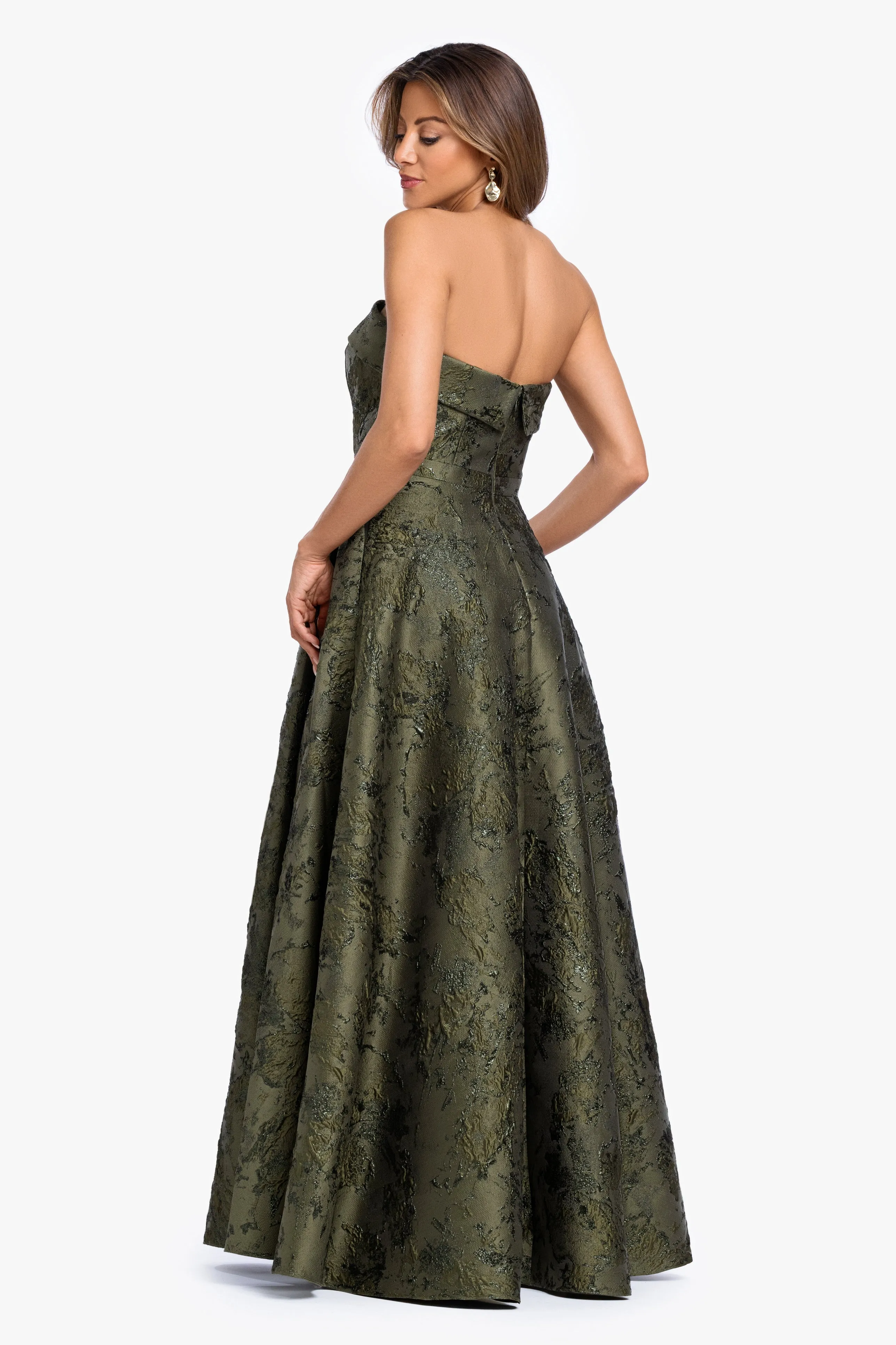 "Nadine" Brocade Strapless Gown sold by Xscape product image thumbnail 3
