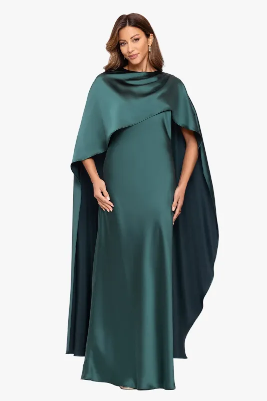 "Tallulah" Satin Overlay Cape Dress made by Xscape