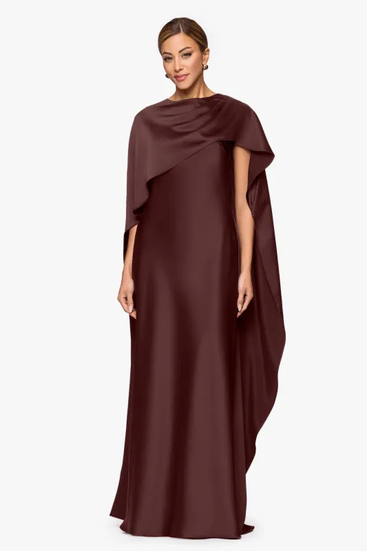 "Tallulah" Satin Overlay Cape Dress made by Xscape