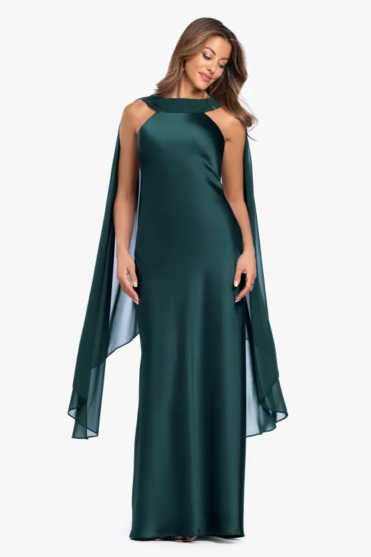Petite "Monica" Satin & Hammered Chiffon Scarf Dress made by Xscape