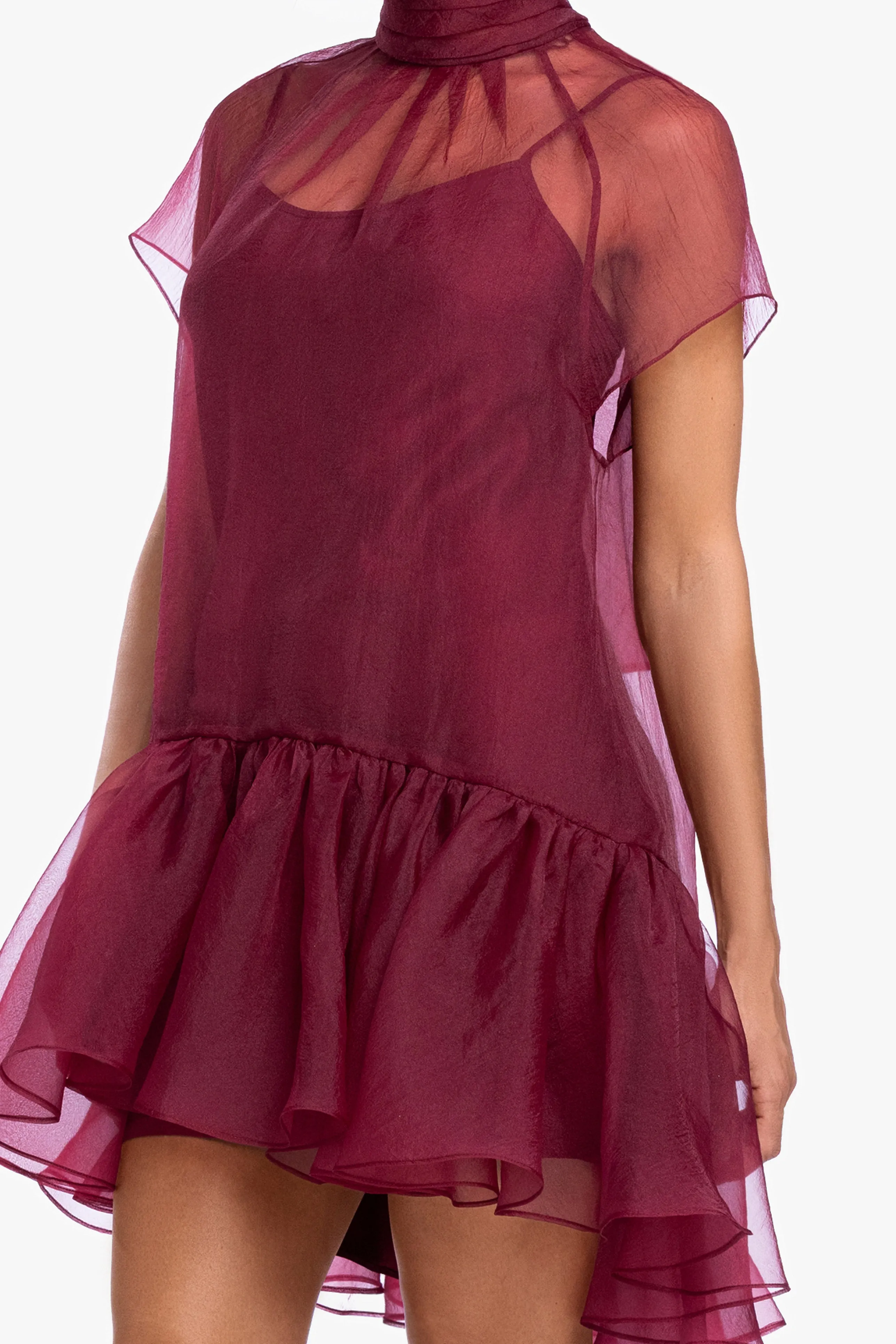 "Shauna" Organza Shift Mock Neck Short Dress sold by Xscape product image thumbnail 2